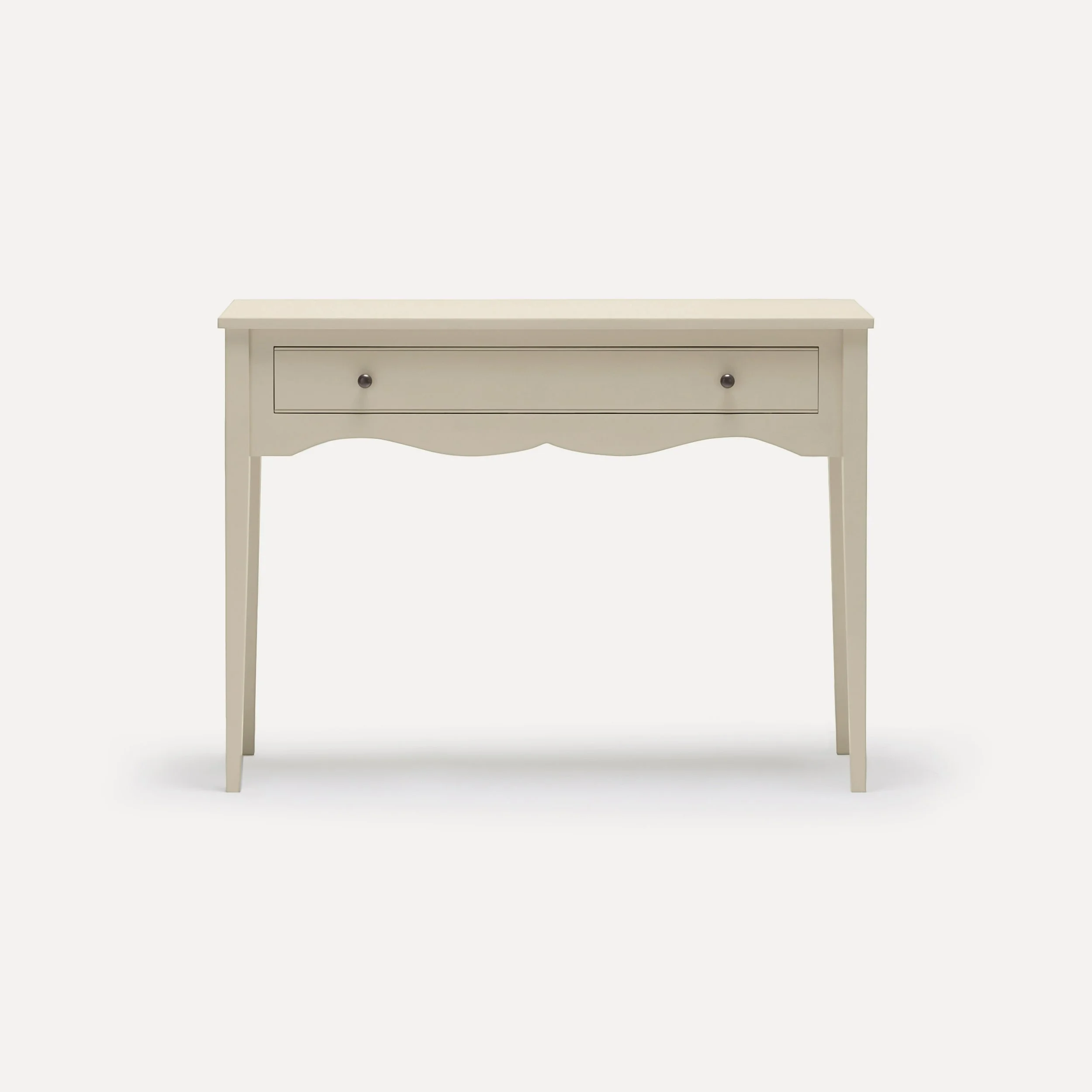 Gustavian style semi bespoke hand painted traditional desk console designed by Imperfect Interiors and Pilgrim House