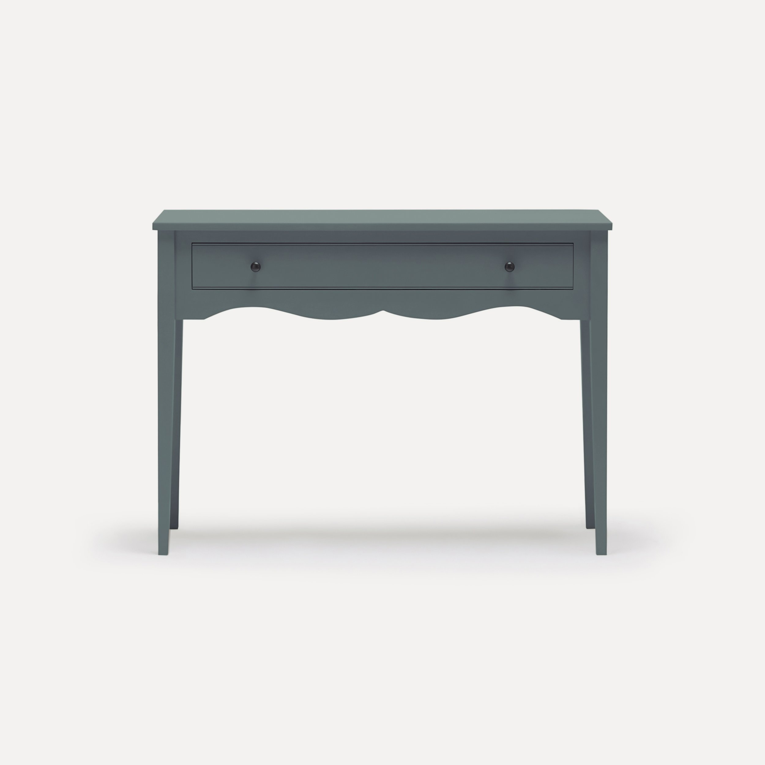 Gustavian style semi bespoke hand painted traditional desk console designed by Imperfect Interiors and Pilgrim House