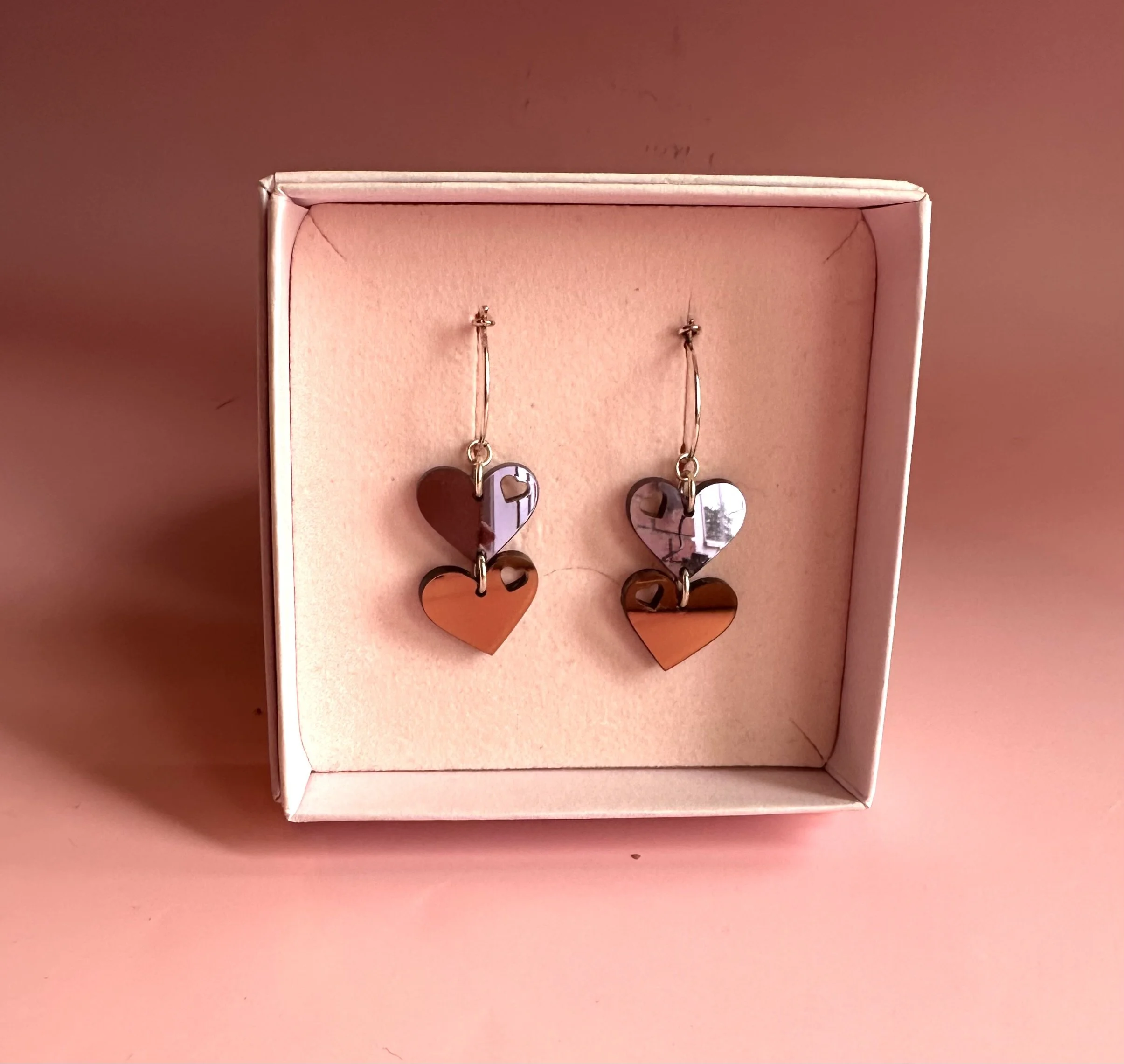 Hjerteblink to led - Lilla og rosegold