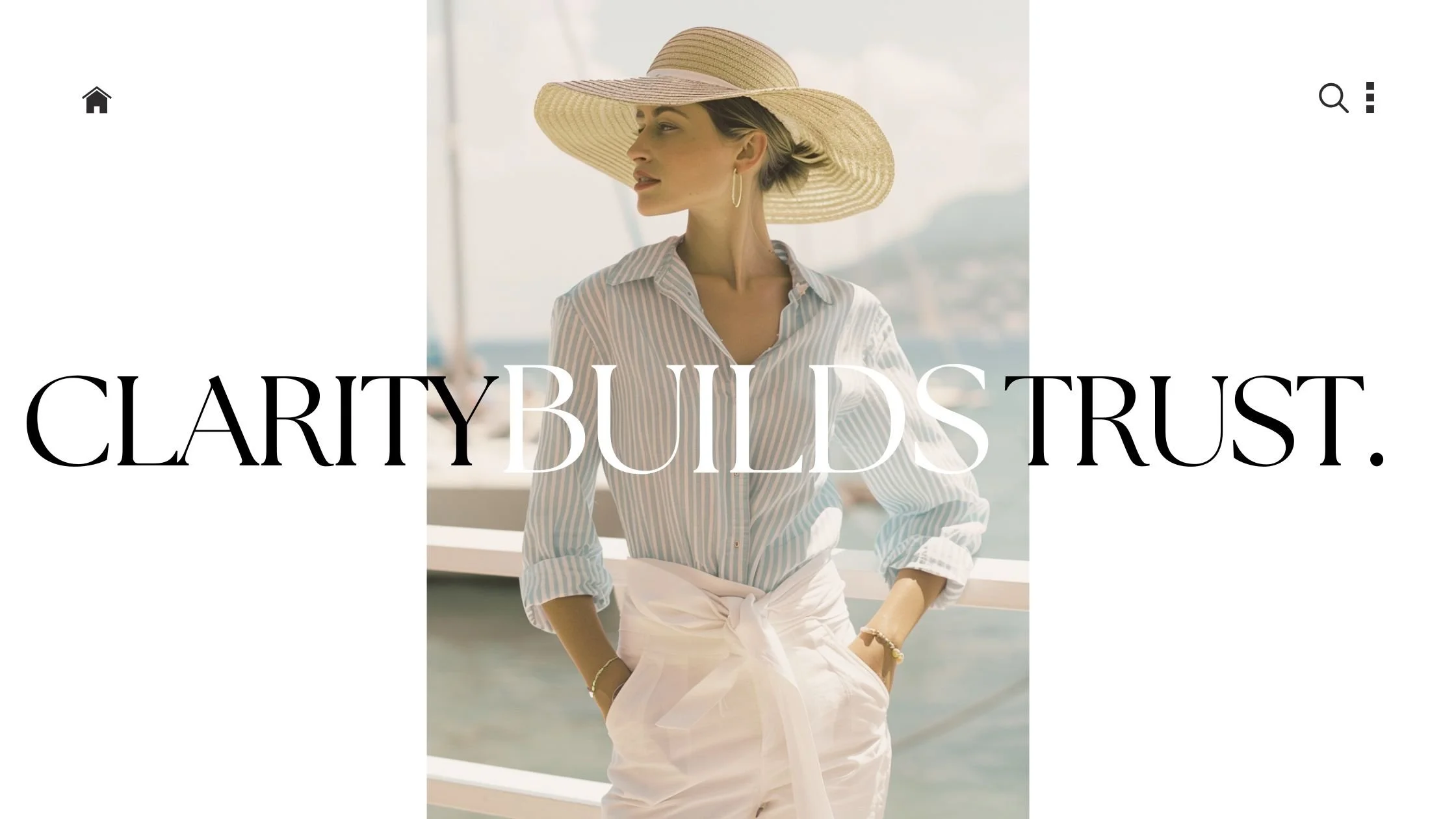 Clarity Builds Trust with an editorial style female fashion image