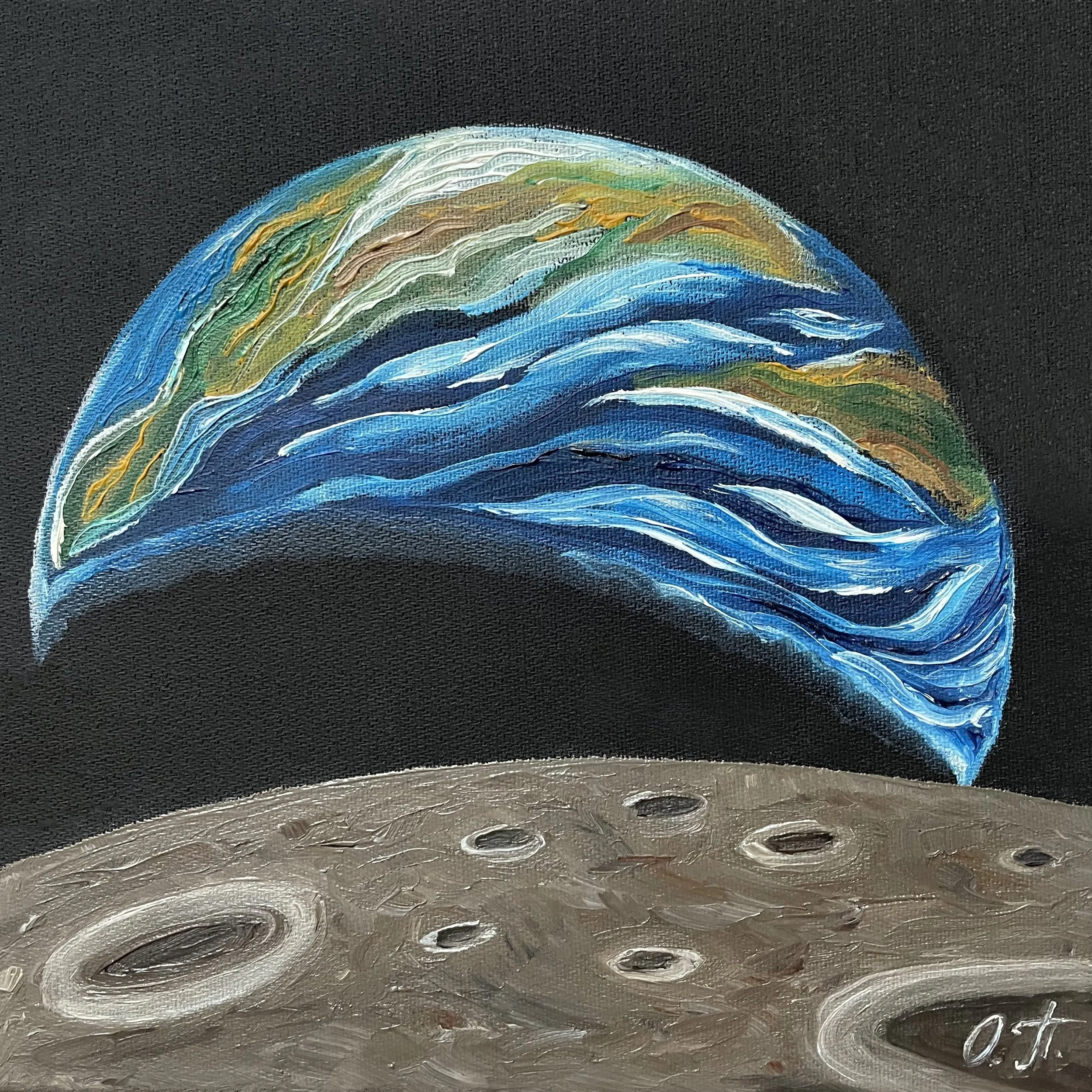   View from the Moon (2018)   
 20 x 20 cm,  Oil on Canvas. 
Exhibiting at Art Expo International in Graz.