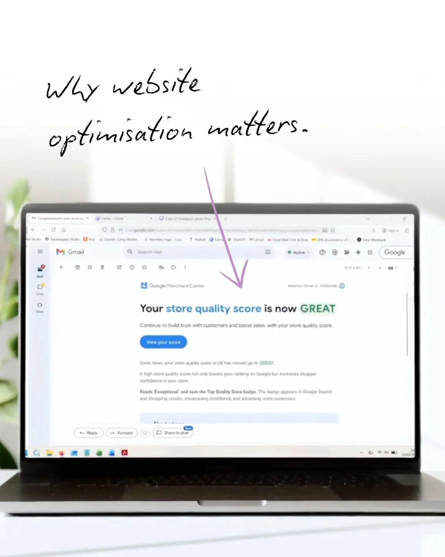 Website optimisation isn&rsquo;t always visible, but it plays a huge role in how search engines understand and trust a website. 

Google Merchant Centre recently rated the store quality score of my Lib&rsquo;s Aromatherapy website as &ldquo;Great&rdq