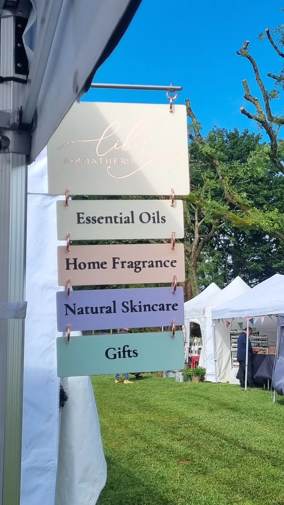 Bespoke market stall sign for Lib's Aromatherapy