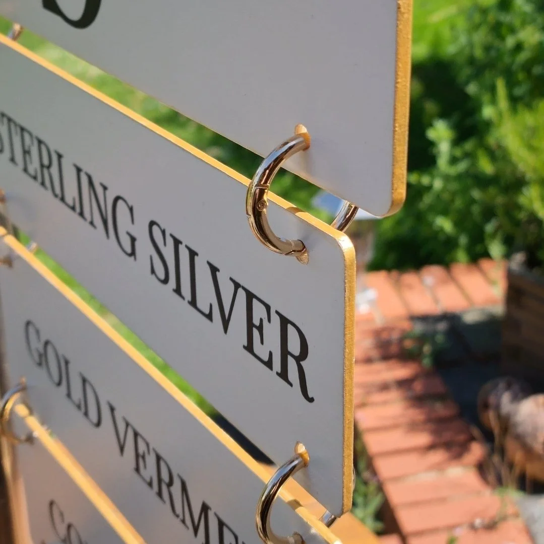 Metallic painted edges of small business sign