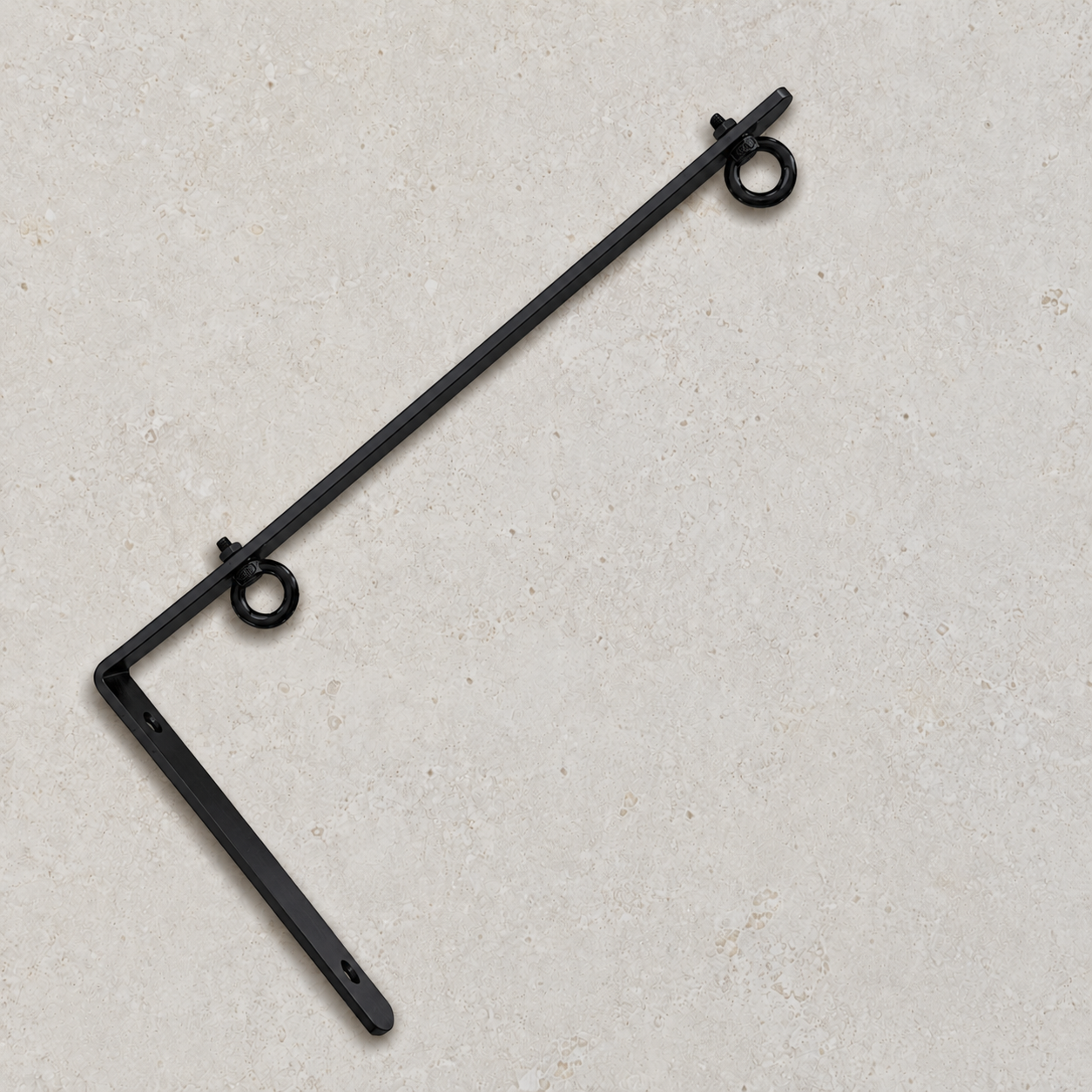 Black wall bracket for business signage.