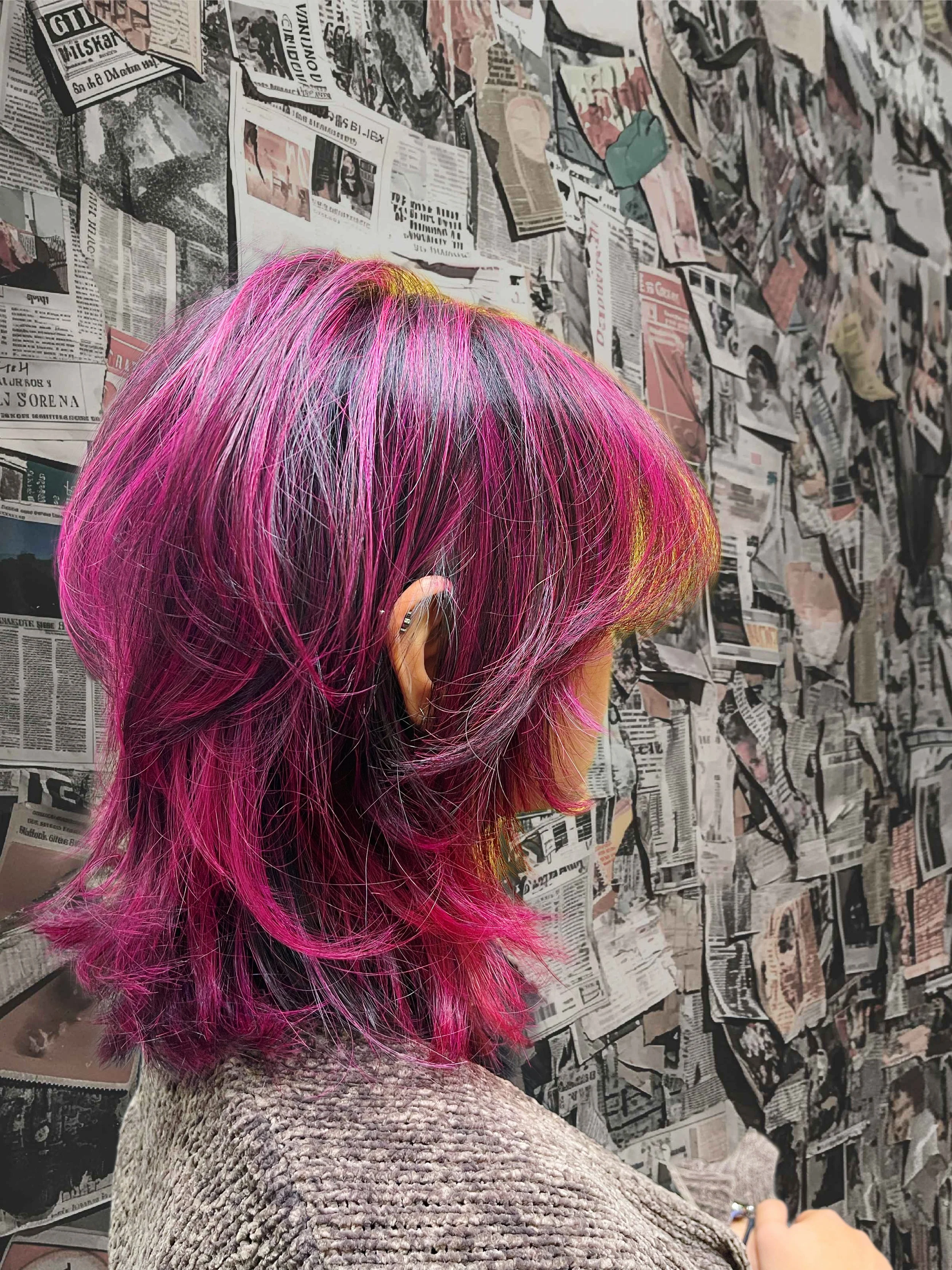 Short haircut with pink highlights jelly fish cut creative haircut and color alternative haircut and color