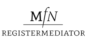 Logo met de tekst 'Mijn Registermediator' met een gestileerd 'M' en 'N' erboven.