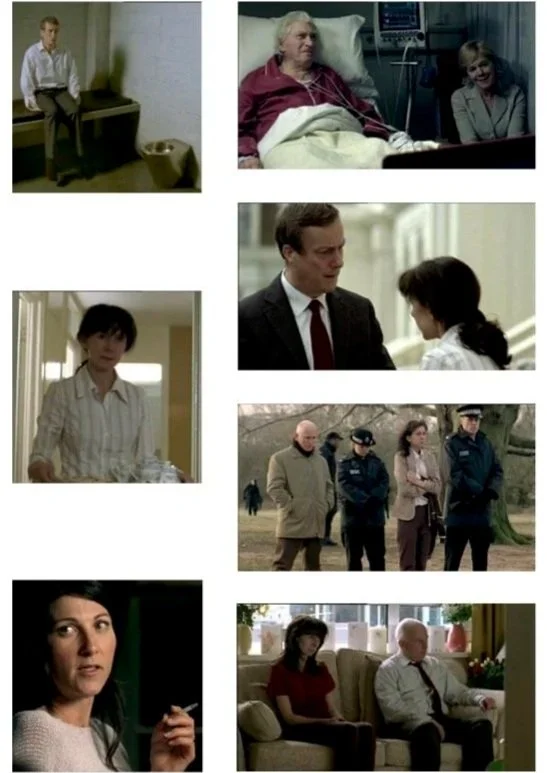 A collage of six scenes from movies or TV shows, featuring characters in various settings including hospitals, outdoor scenes, and living rooms, with diverse characters in different situations.