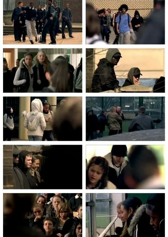 Collage of eight photos showing groups of students in various school settings, including classrooms, hallways, and outdoor areas.