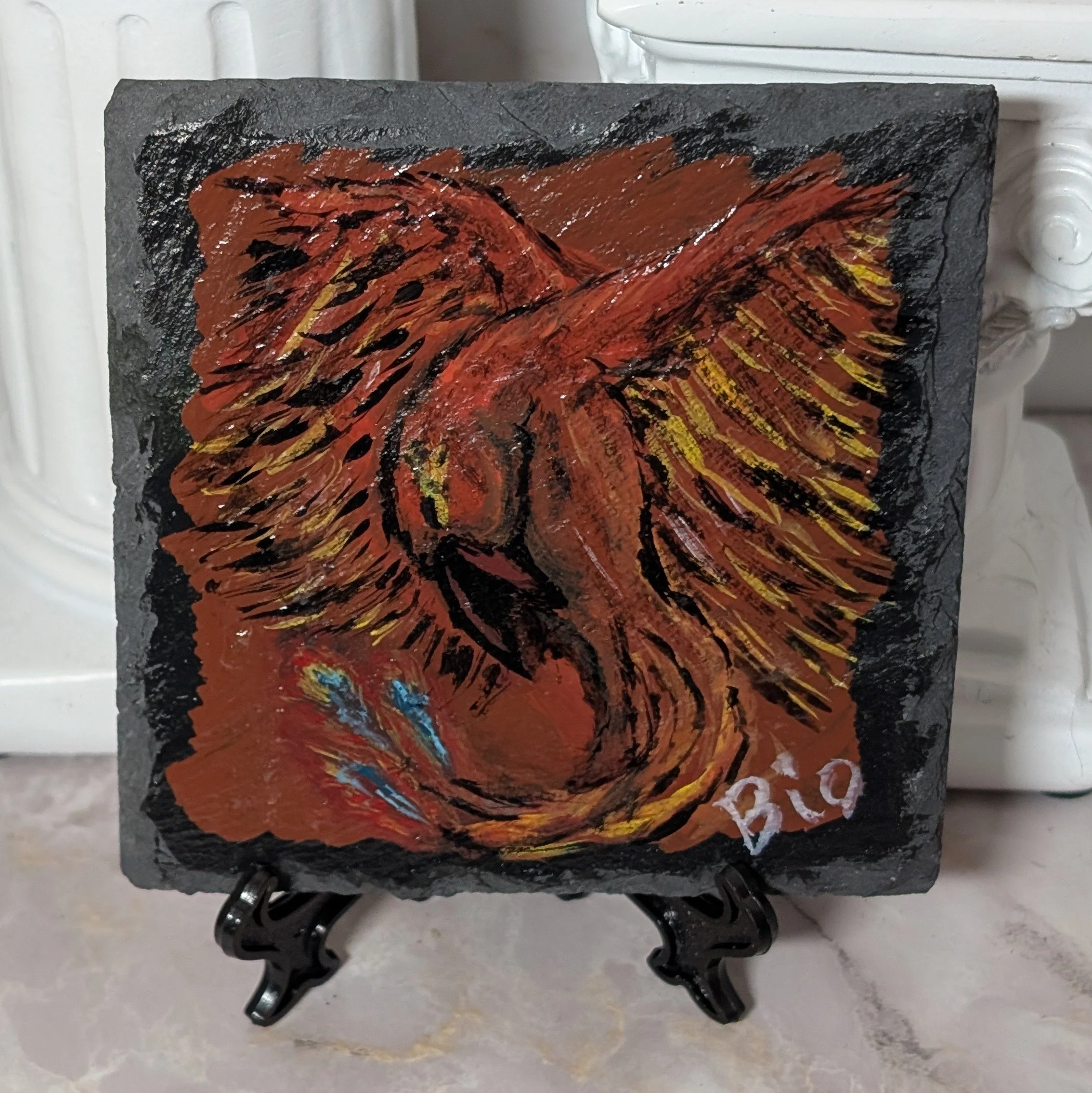 Hand Painted Phoenix on Slate