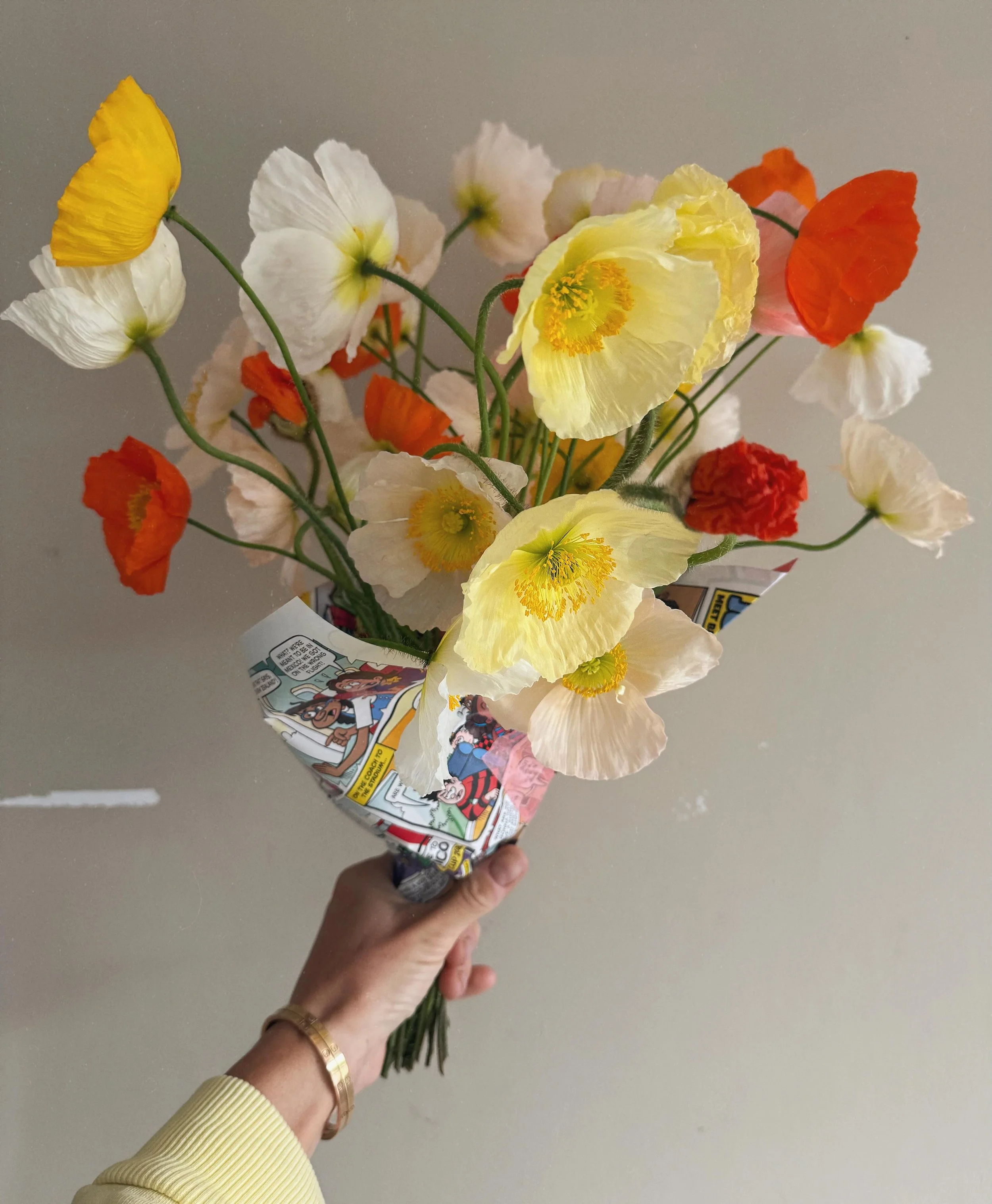 Poppies &amp; (Berties) recycled-Beano-comic wrap || a little something-something for Someone-Someone 💛