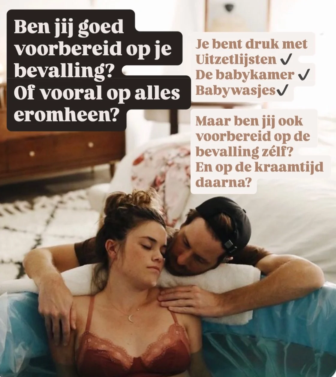 Als je tijdens deze carrousel een paar keer dacht:
&ldquo;Oh&hellip; dit weet ik eigenlijk nog niet&rdquo;
dan ben je niet de enige.
En precies daarom bestaat goede geboortevoorbereiding.

In de cursus Relaxed Bevallen vanuit Regie bereid je je samen