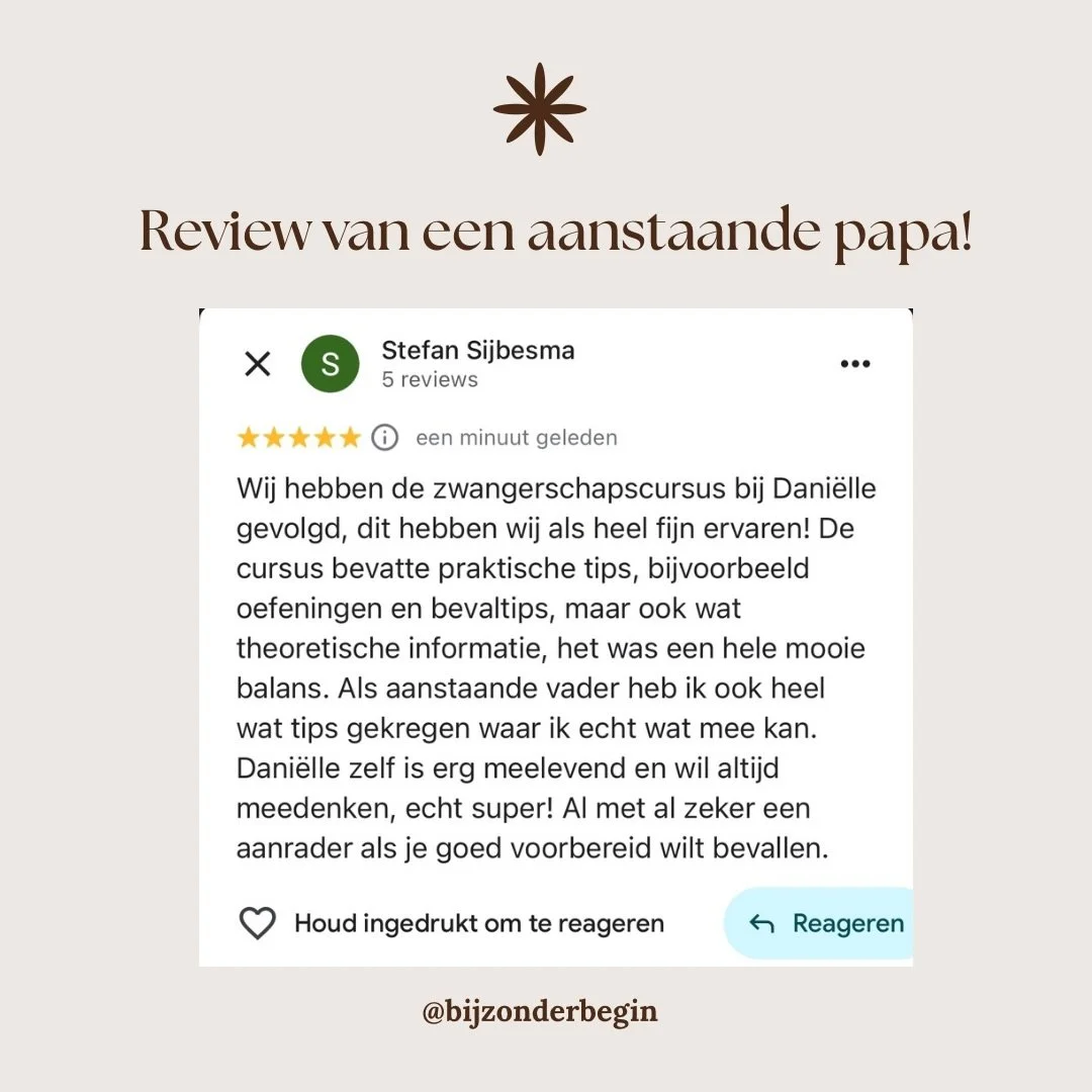 Bij Bijzonder Begin draait het natuurlijk vooral om jou en je baby maar ook de aanstaande vaders hebben een belangrijke rol! 
Jullie leren in de cursus hoe je samen een nog sterker team wordt, hoe hij je goed kan ondersteunen tijdens de bevalling en 