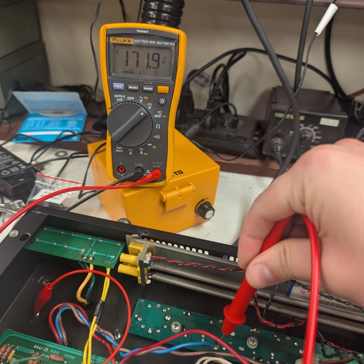 Finished up this Mesa Rocket 44 today, installed new filter caps, and the main culprit was the quick connect from the power transformer was cooked. Specifically, one of the connections to the filaments was cooked.  Restricting current in the tube fil