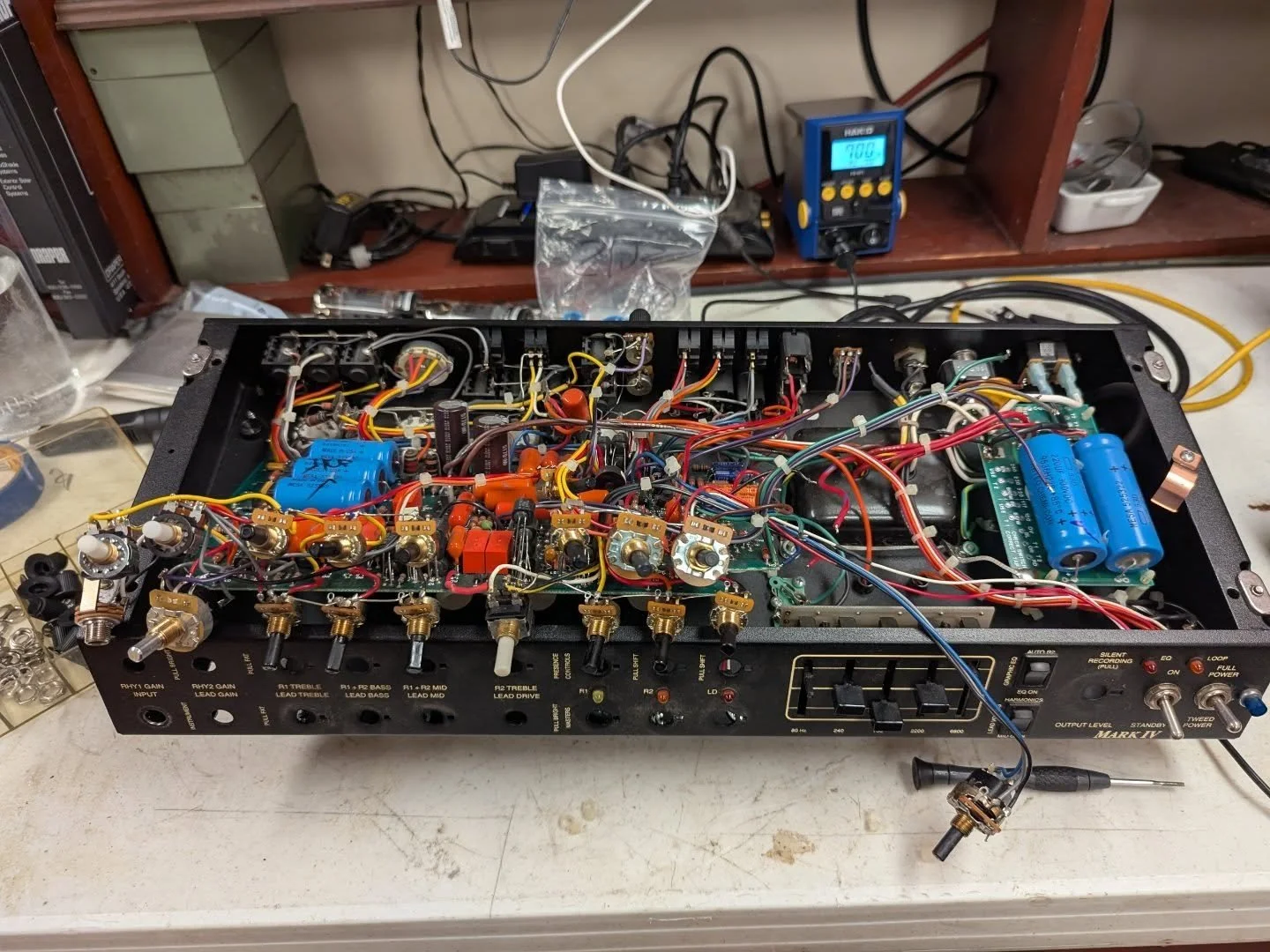 This Mesa Mark IV is due for a recap, among other things. This will definitely be a challenge, but this amp has been responsible for some of my favorite records of all time and I'm super stoked to get to work on it 🤘