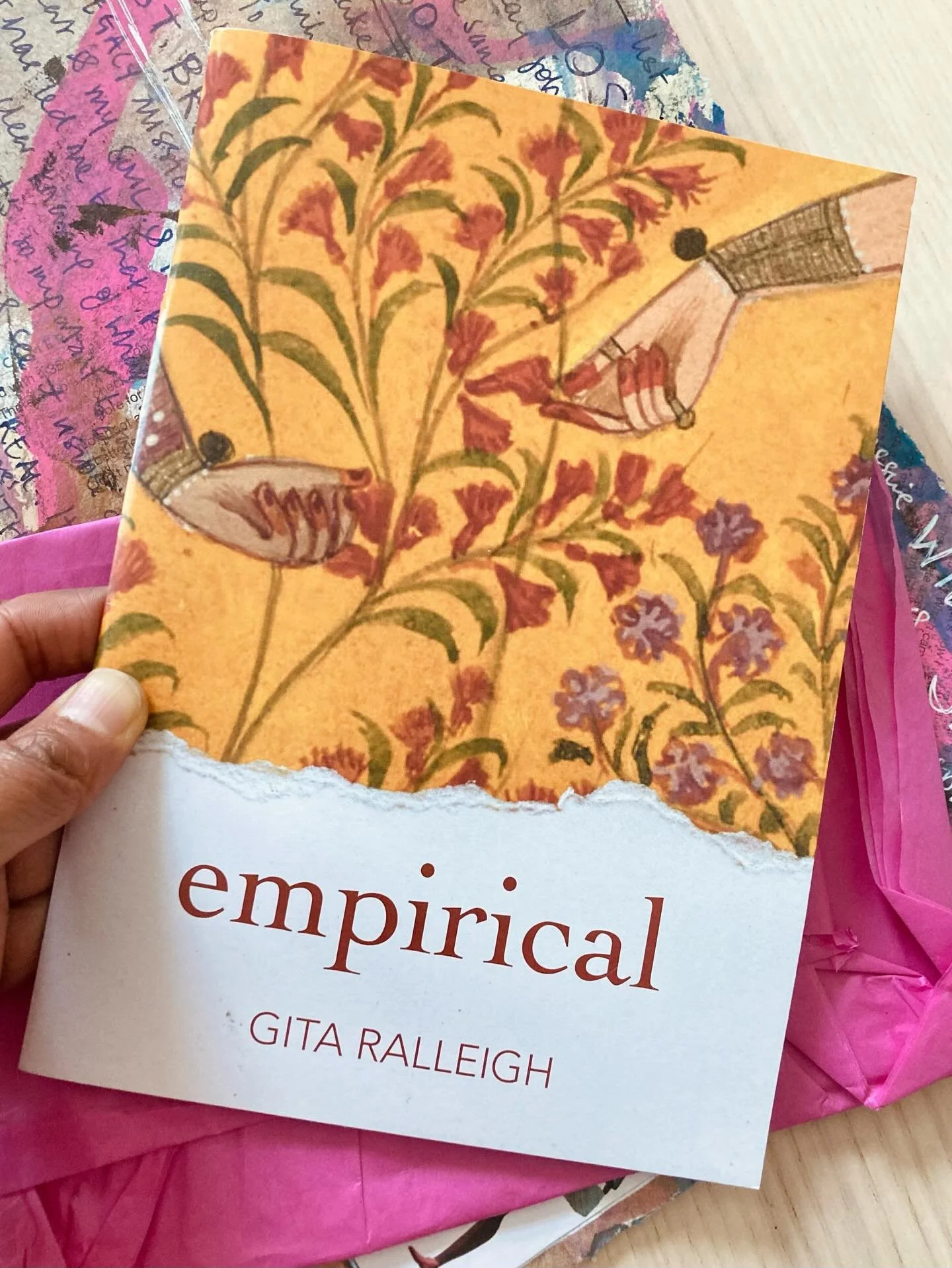 Excited to read Empirical by Gita Ralleigh this weekend. 

Gratefully received wrapped in deep pink tissue paper! Thank you @gita_ralleigh 🙏🏽

Already read a few poems and feeling the feels, words that speak to me as a daughter of migrants to this 