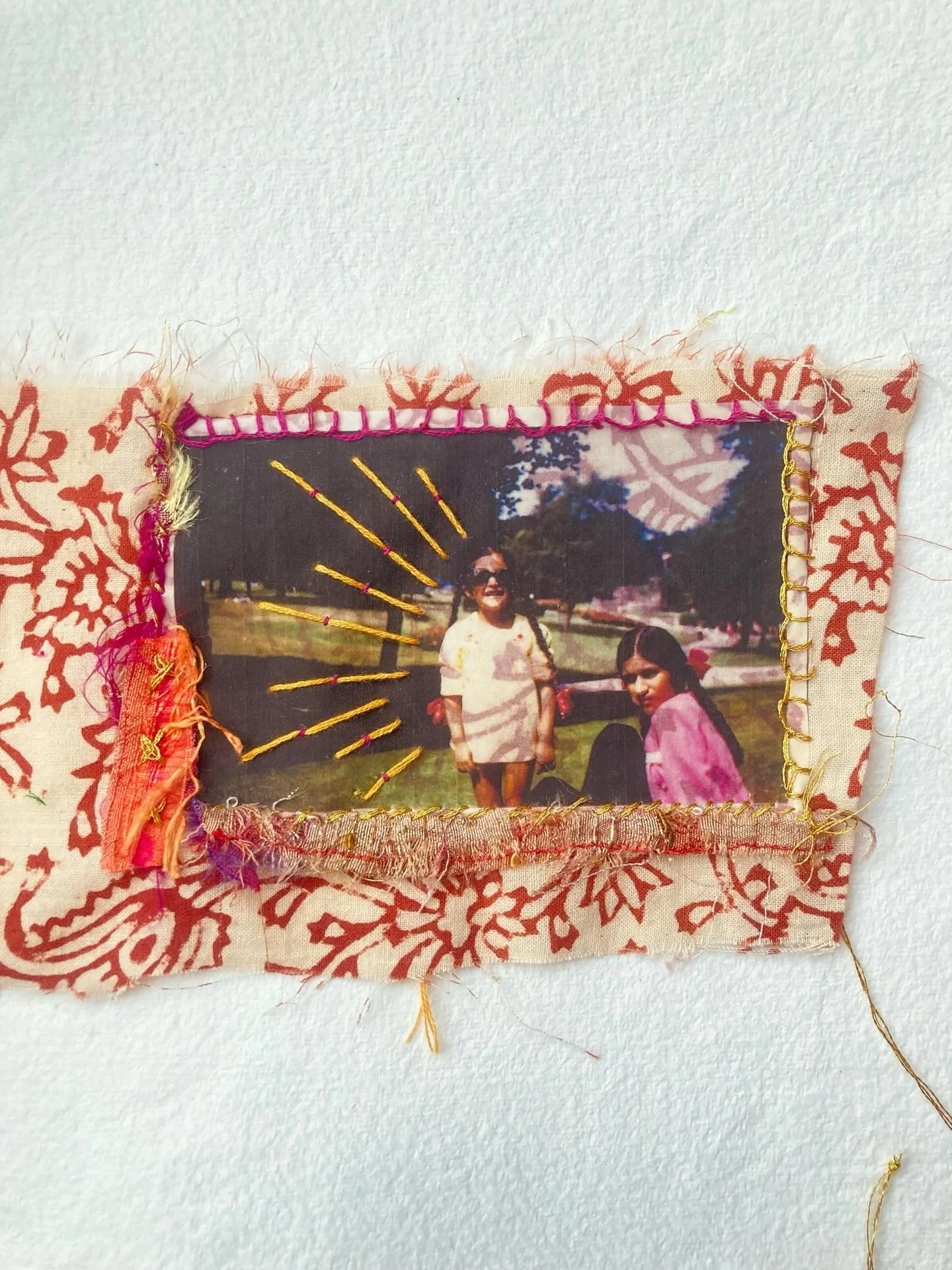 Ancestral/sibling scroll panel-in-progress. 

August 1973, me (left) and my big sis (right) in Western Park, Sheffield. 

This scroll is inhabiting its own space and time dimensions. It's definitely a slow one. A precious process of reflecting on bei