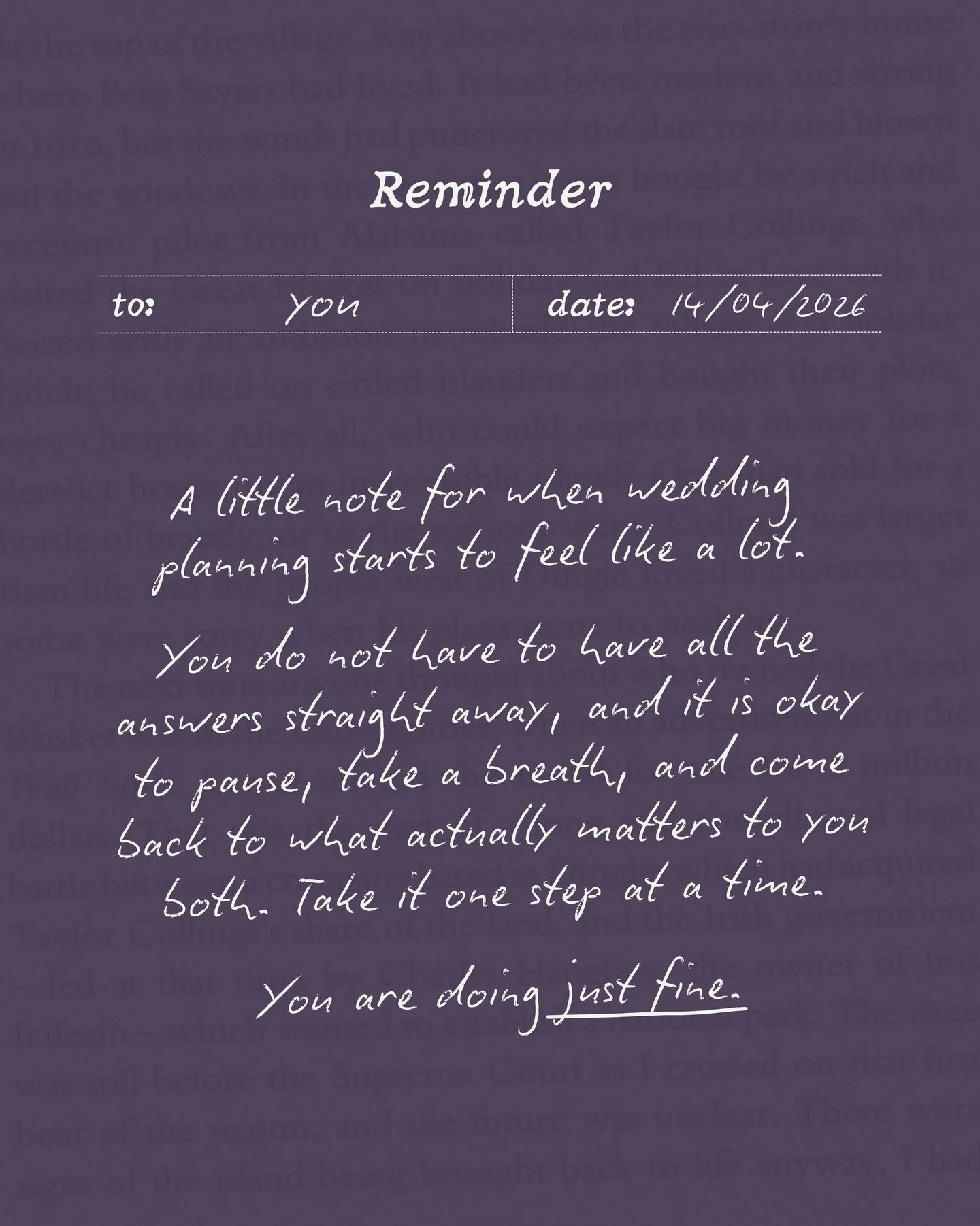 Wedding planning can feel like a lot sometimes, even when it is all exciting.

Here is your gentle reminder, you do not have to have it all figured out.

Save it, share it, come back to it when you need it 🤍

#weddingplanninguk #engageduk #weddingpl