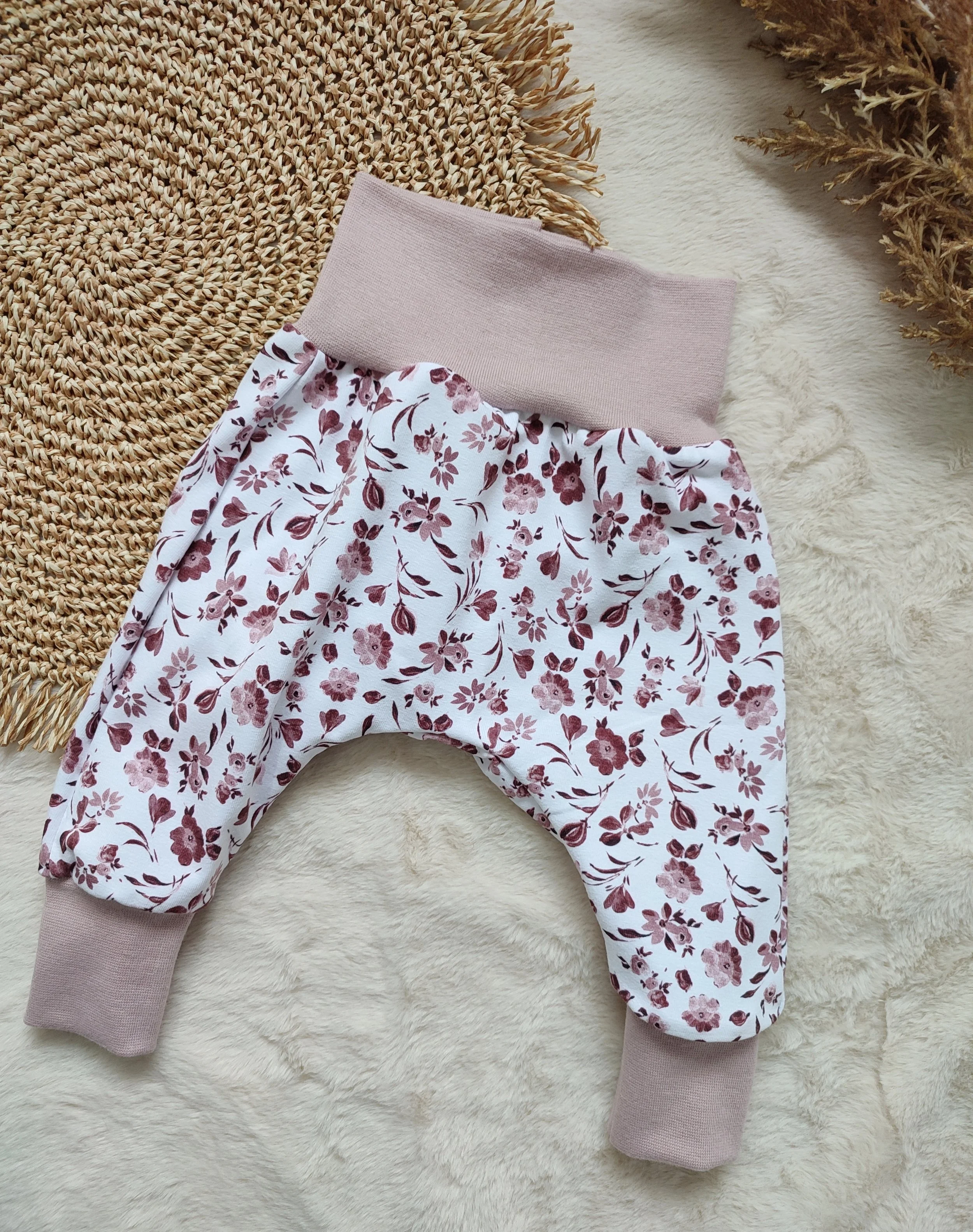 62 | Pumphose Blumen Baumwolljersey altrosa