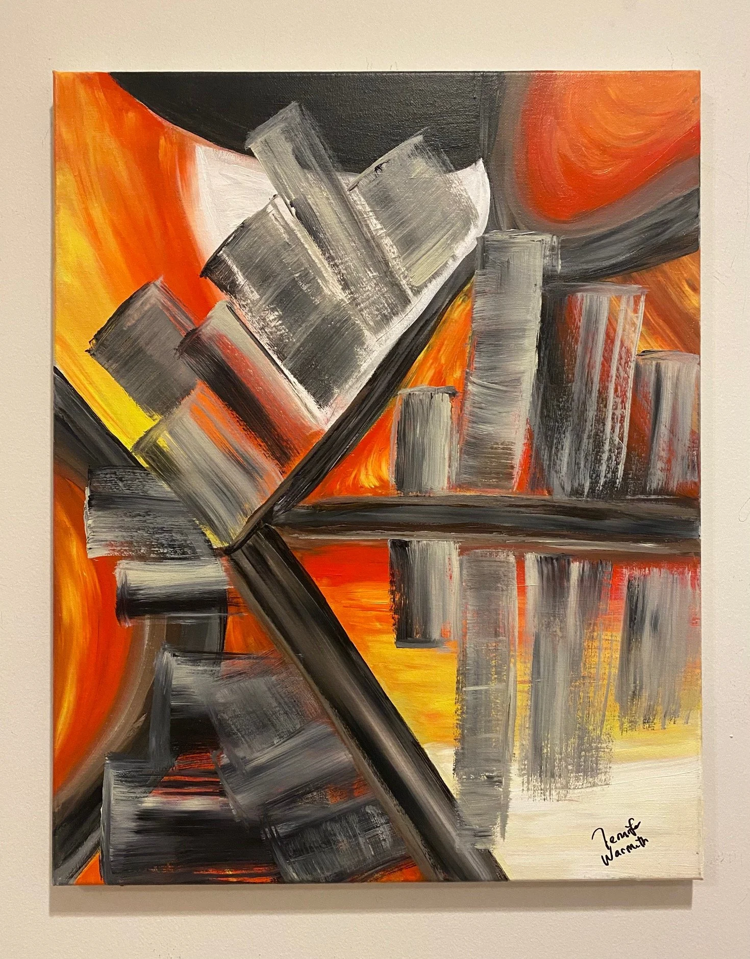 Beautiful, Original Abstract Futuristic City Painting