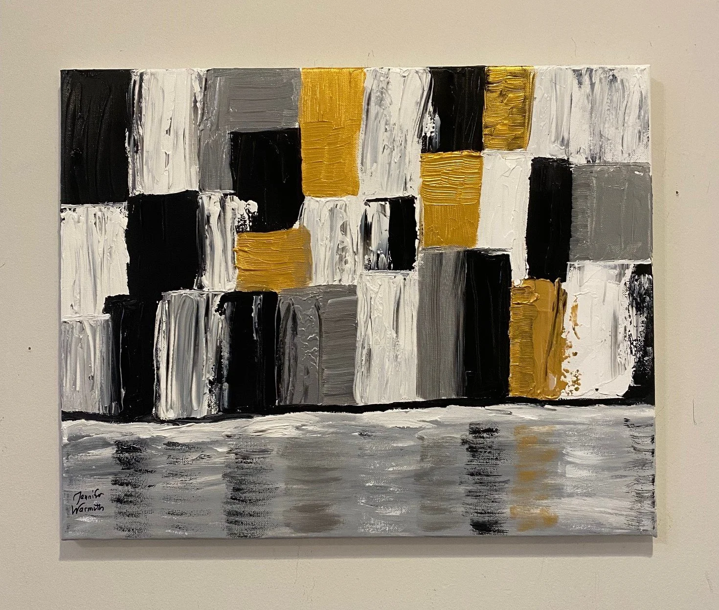 Beautiful, Original Abstract City Palette Knife Painting