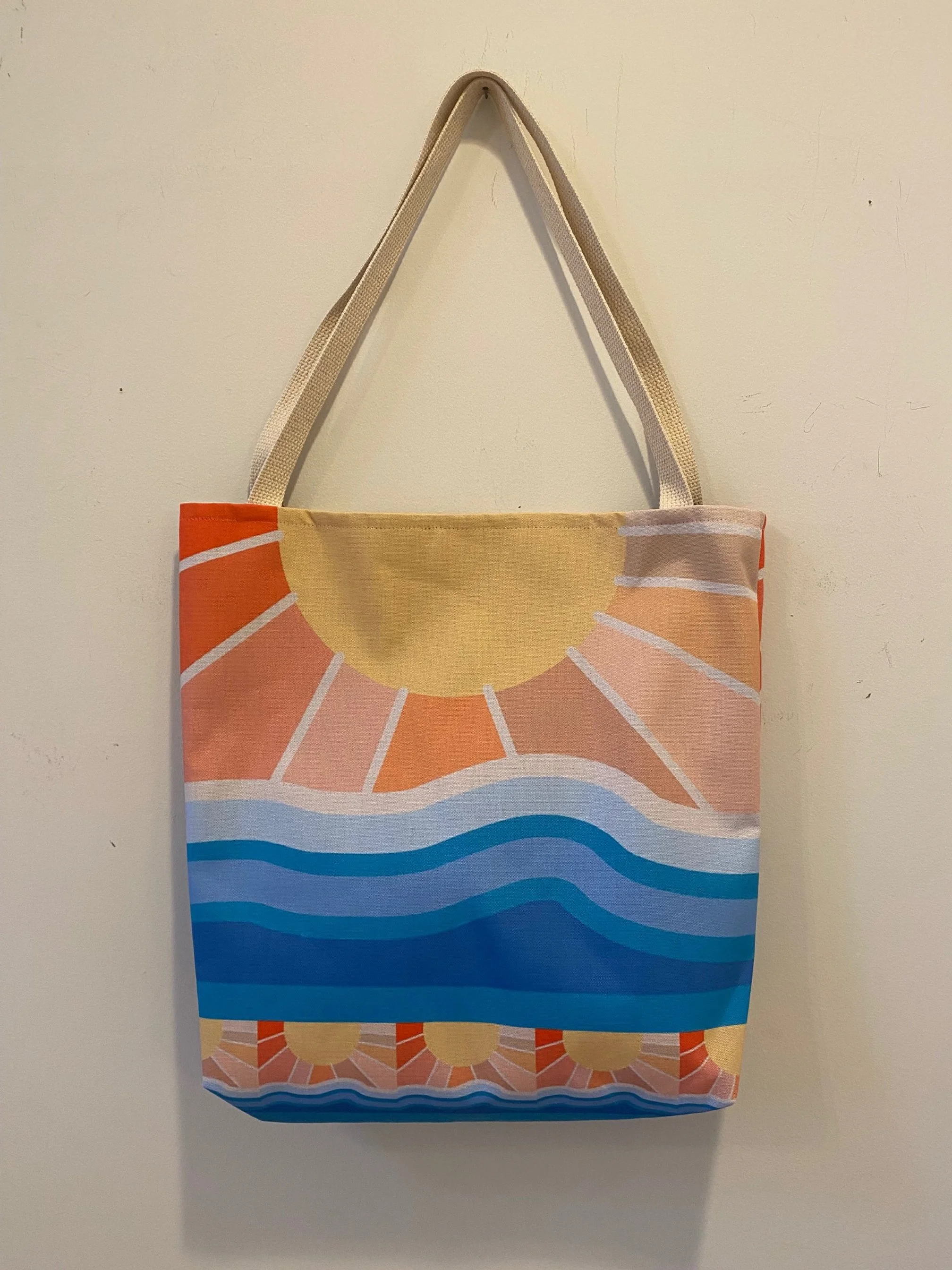 Beautiful Original Art Beach Sun Design Extra Large 18x18 Tote Bag
