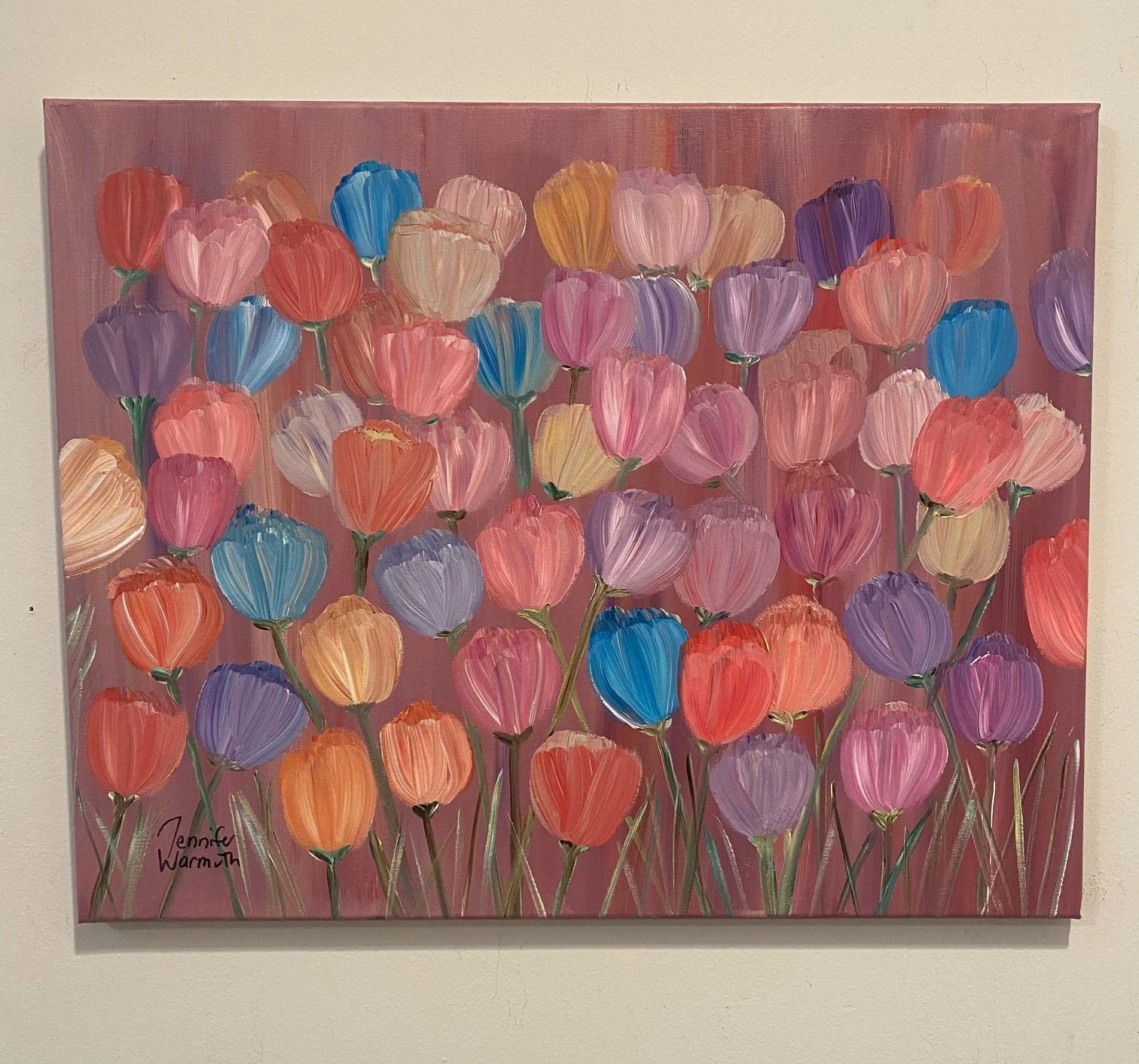Beautiful, Original Tulip Painting with  Stunning Colors