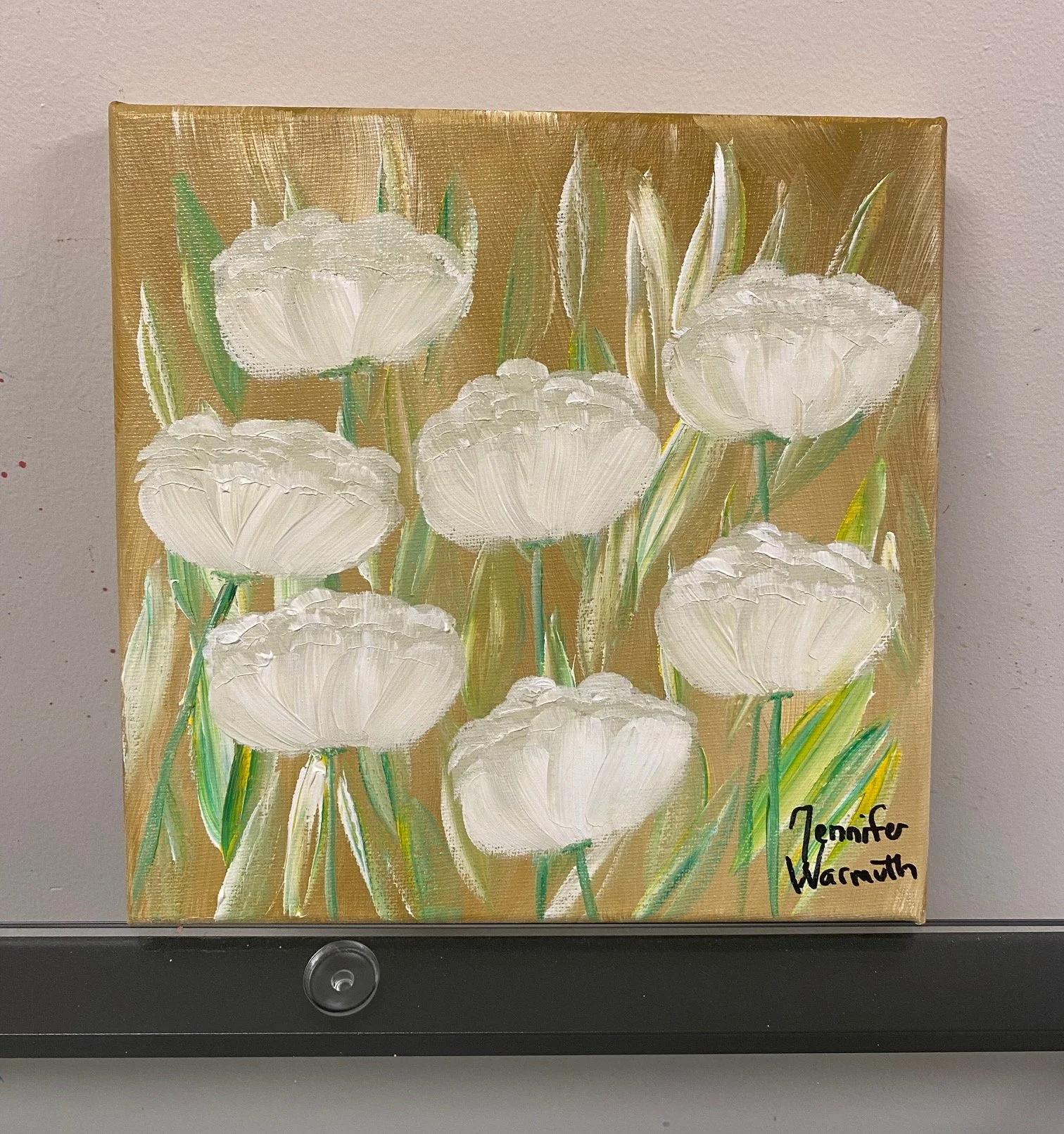 Gorgeous Floral Painting of White Poppies #2