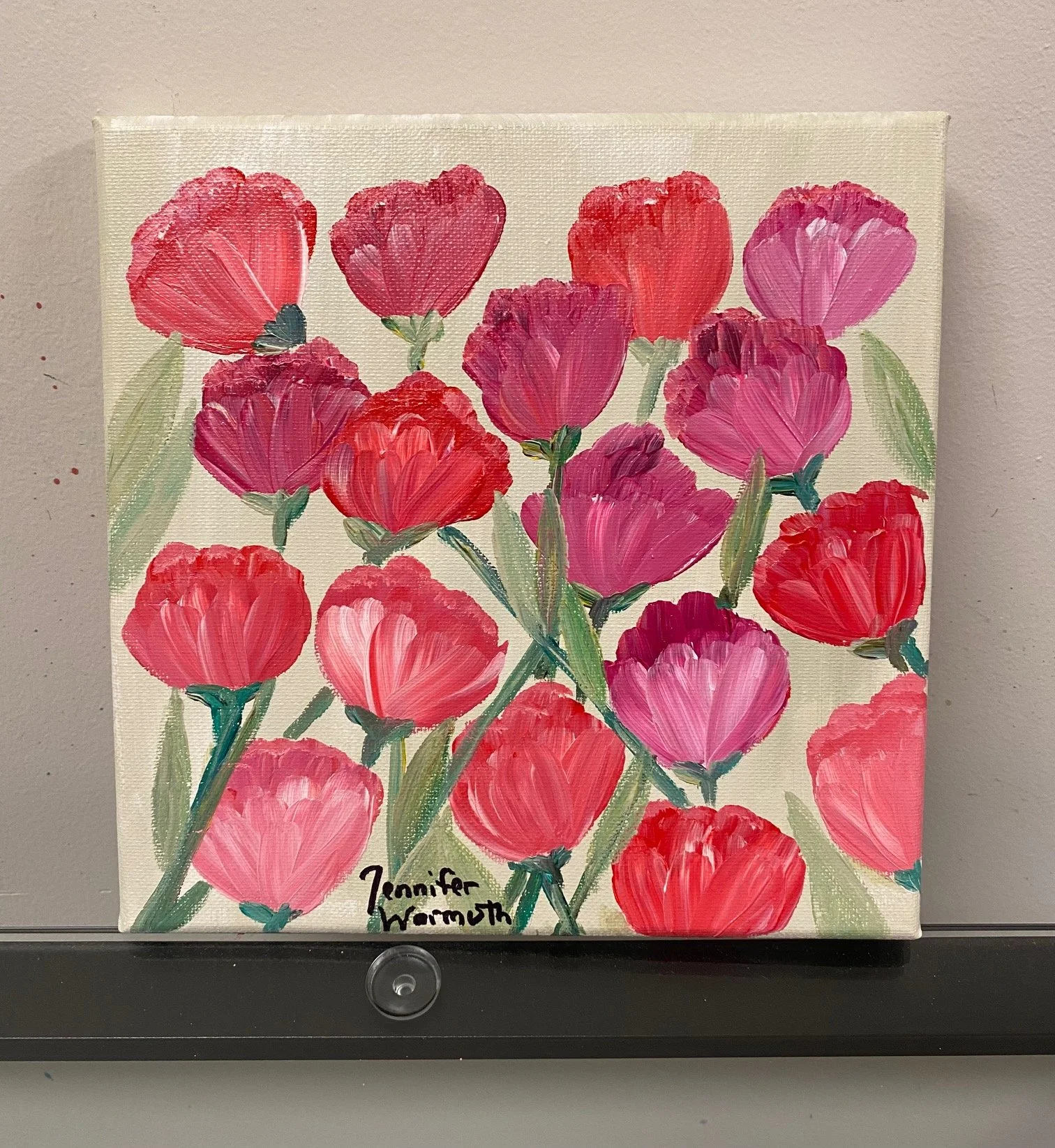 Gorgeous Painting of Red and Pink Flowers