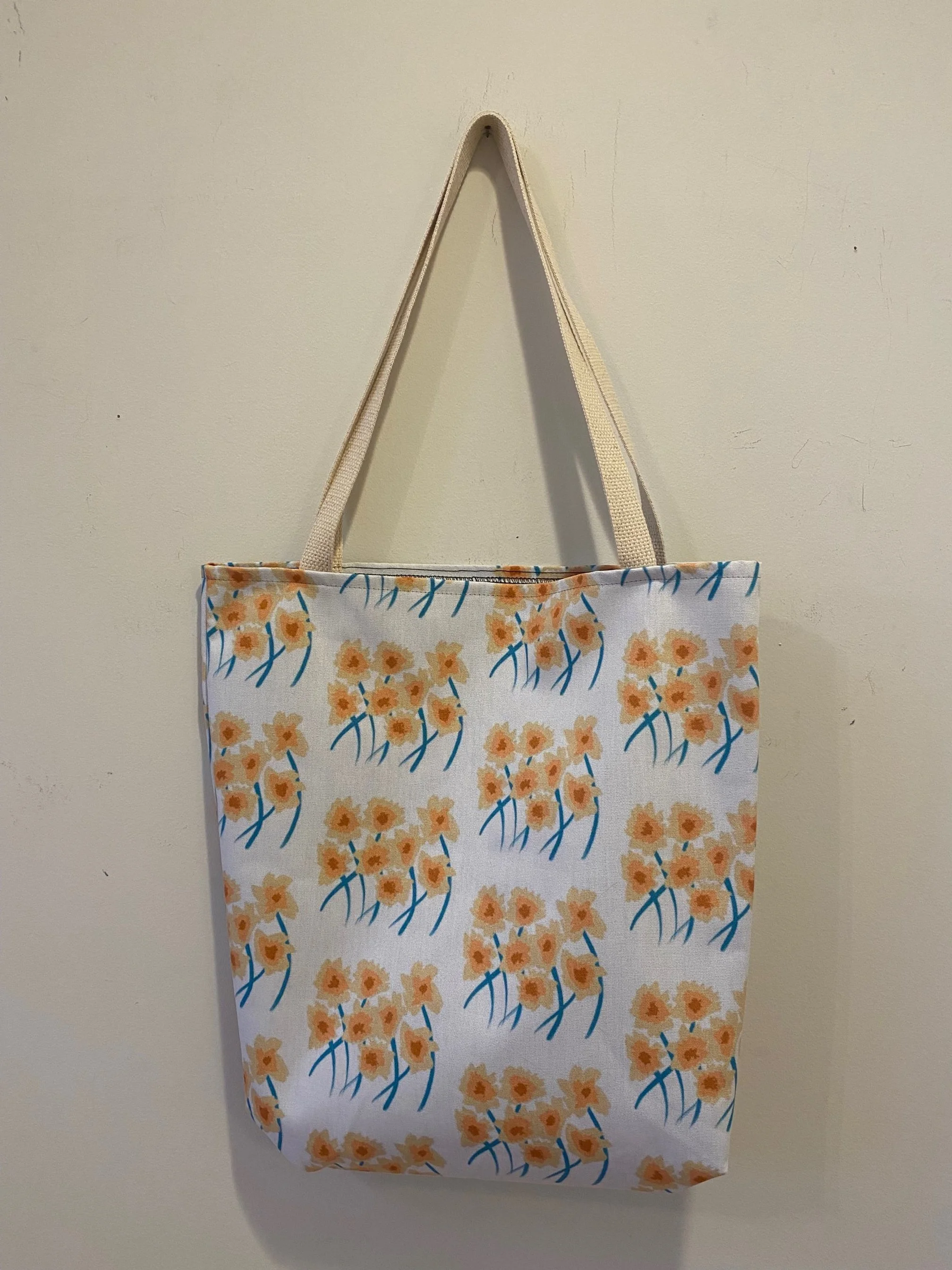 Beautiful Original Art Pretty Yellow Flower Pattern Extra Large 18x18 Tote Bag