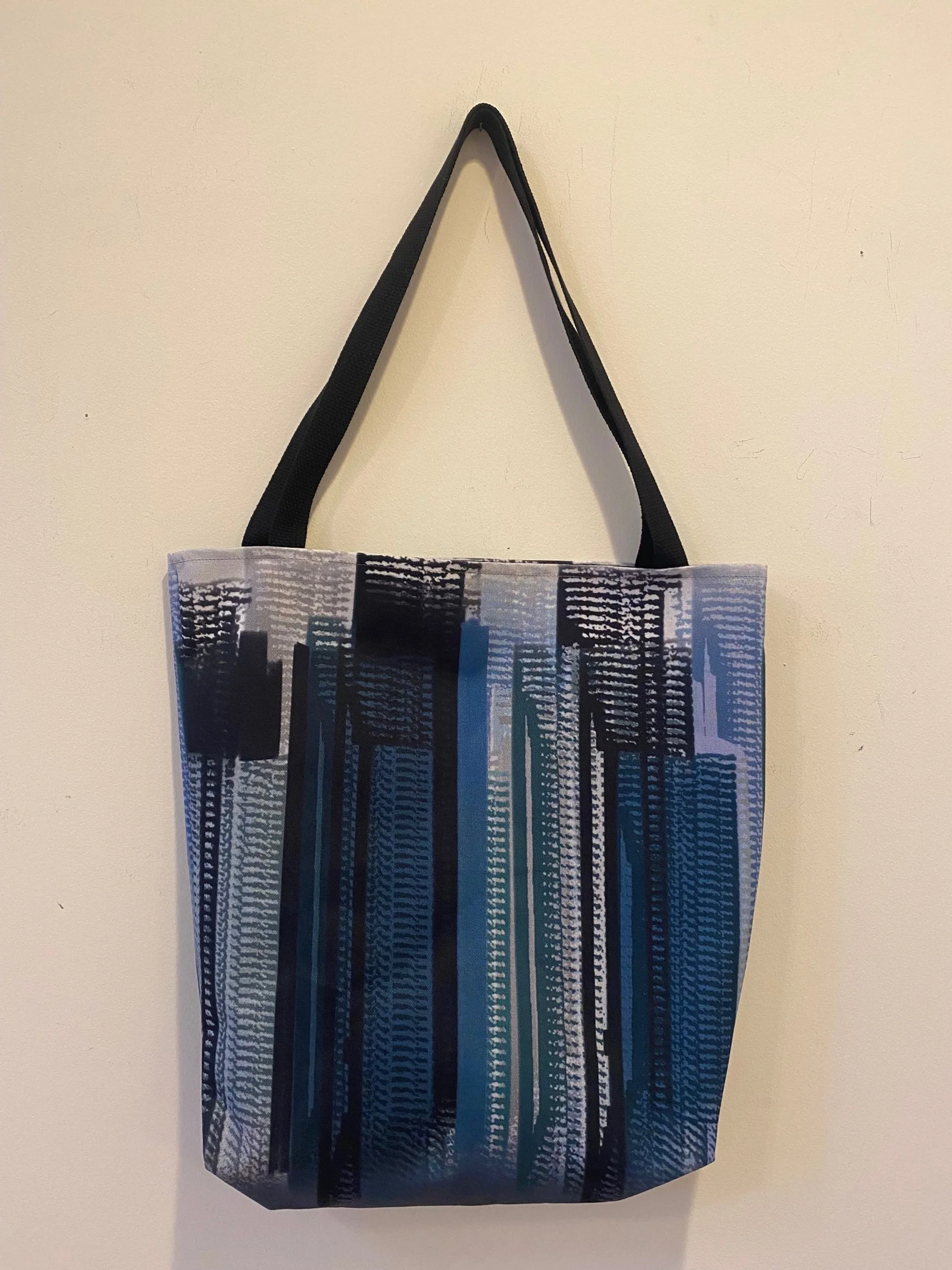 Beautiful Original Art Abstract Cityscape Design Extra Large 18x18 Tote Bag