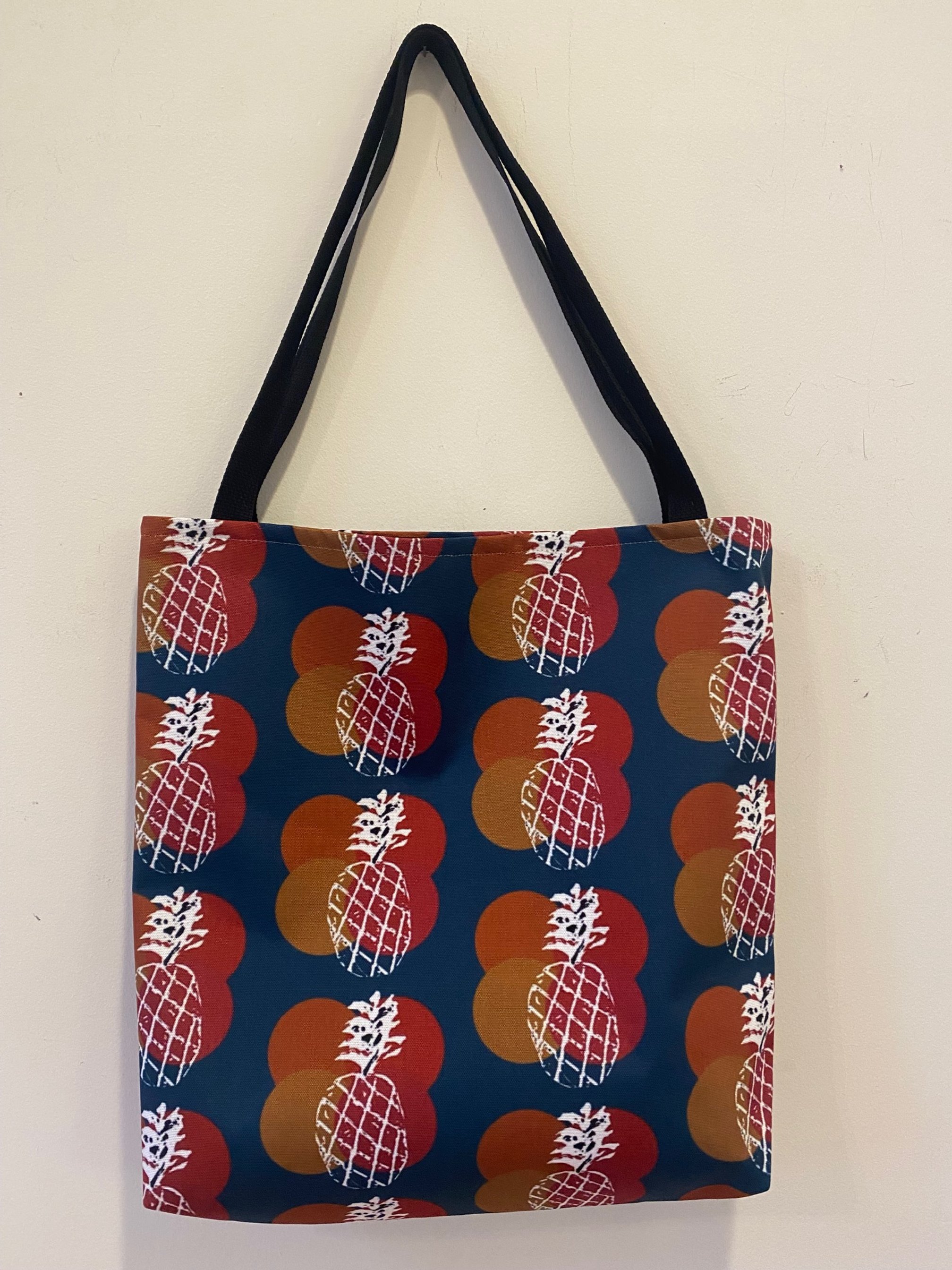 Beautiful, Original Mid Century Modern Pineapple Art Design Extra Large 18x18 Tote Bag