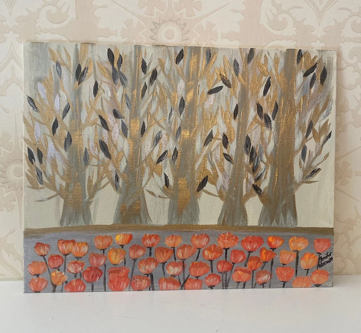 Beautiful Original Abstract Painting, "Shimmery Trees" Series two #1