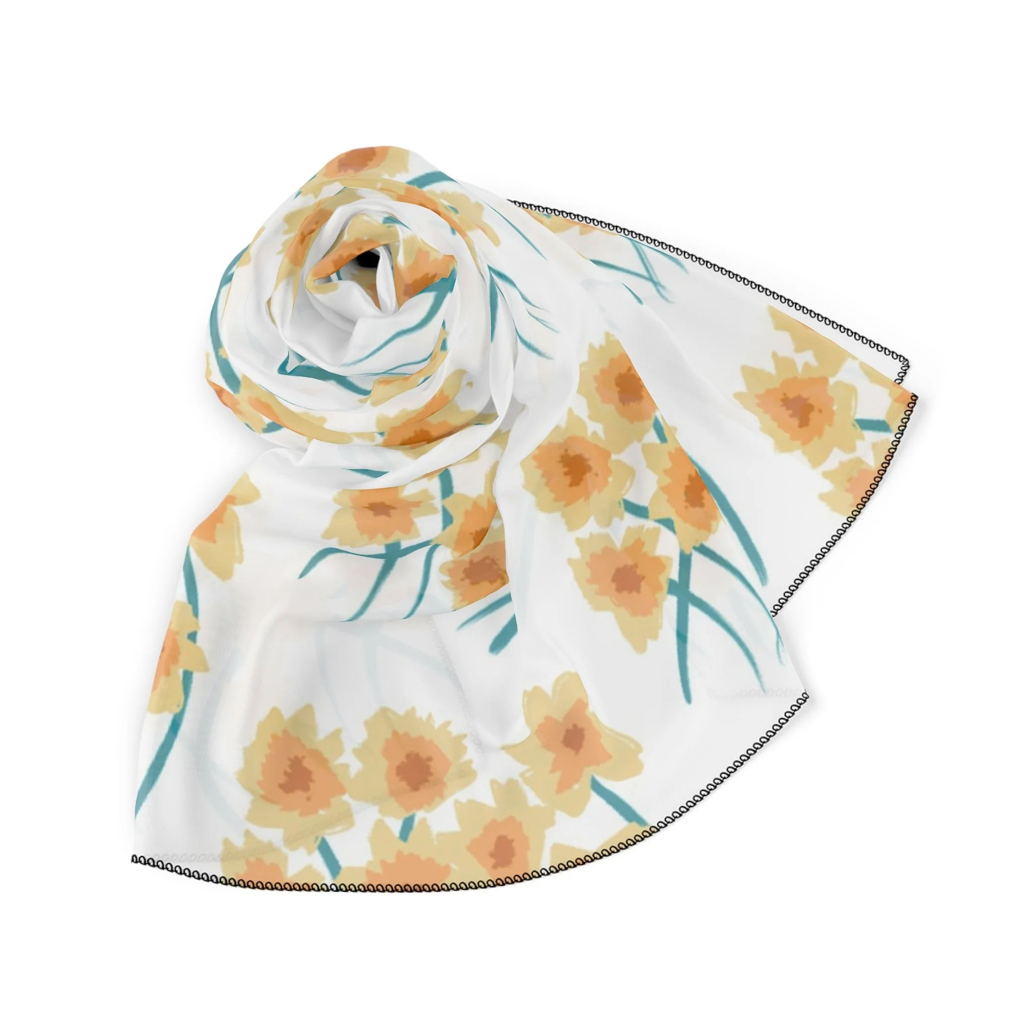 Cute Yellow Flower Pattern Scarf Folded.jpg