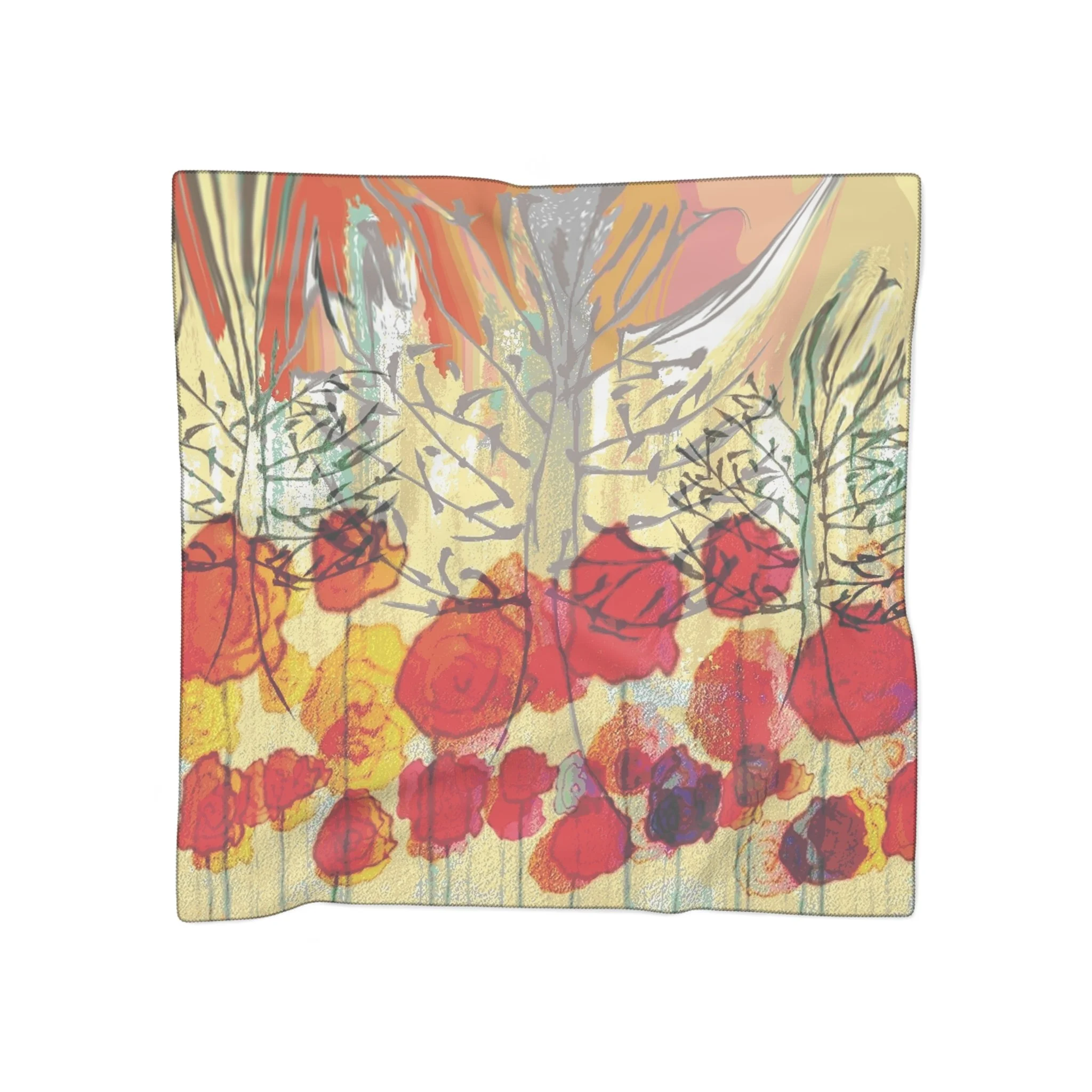 Beautiful Original Abstract Floral Art Scarf