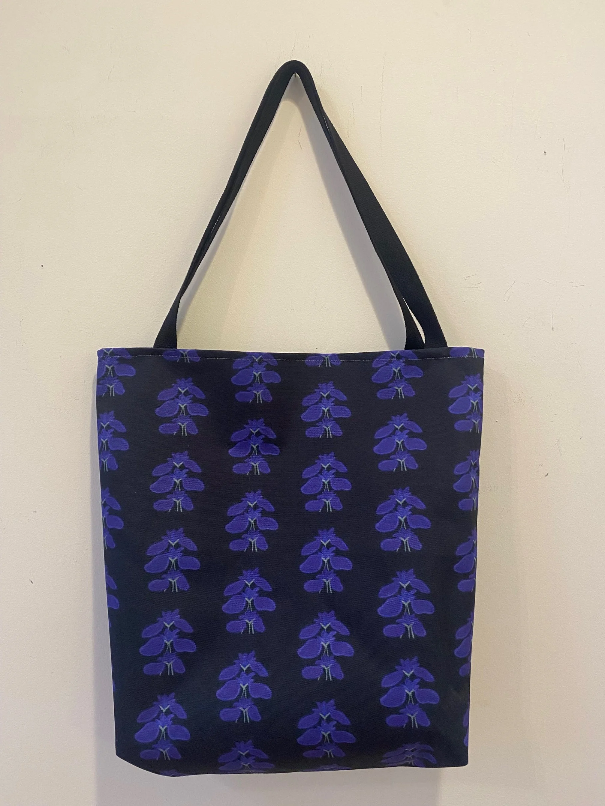 Beautiful Original Purple Iris Design Extra Large 18x18 Tote Bag