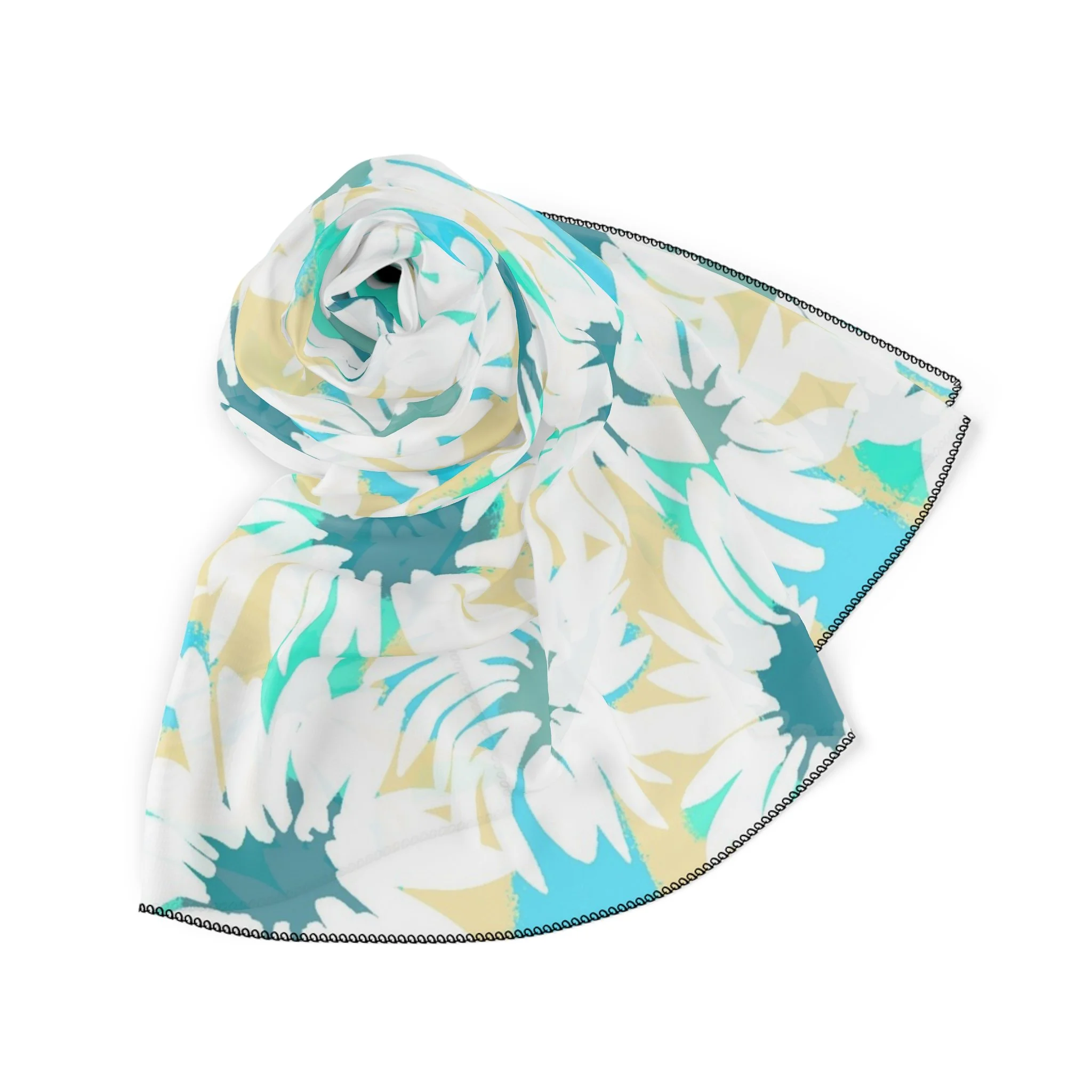 Pretty White Flower Pattern Scarf Folded.jpg