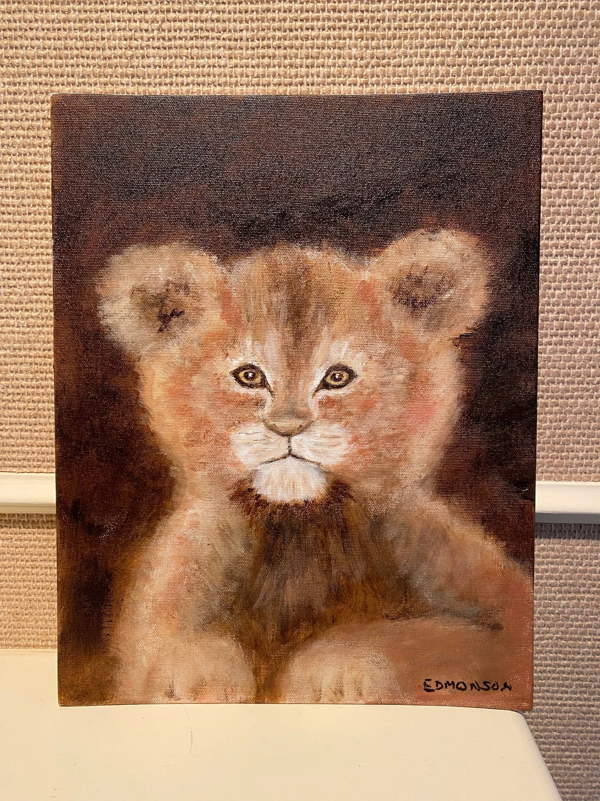 Beautiful, Super Cute, Original Baby Lion Painting