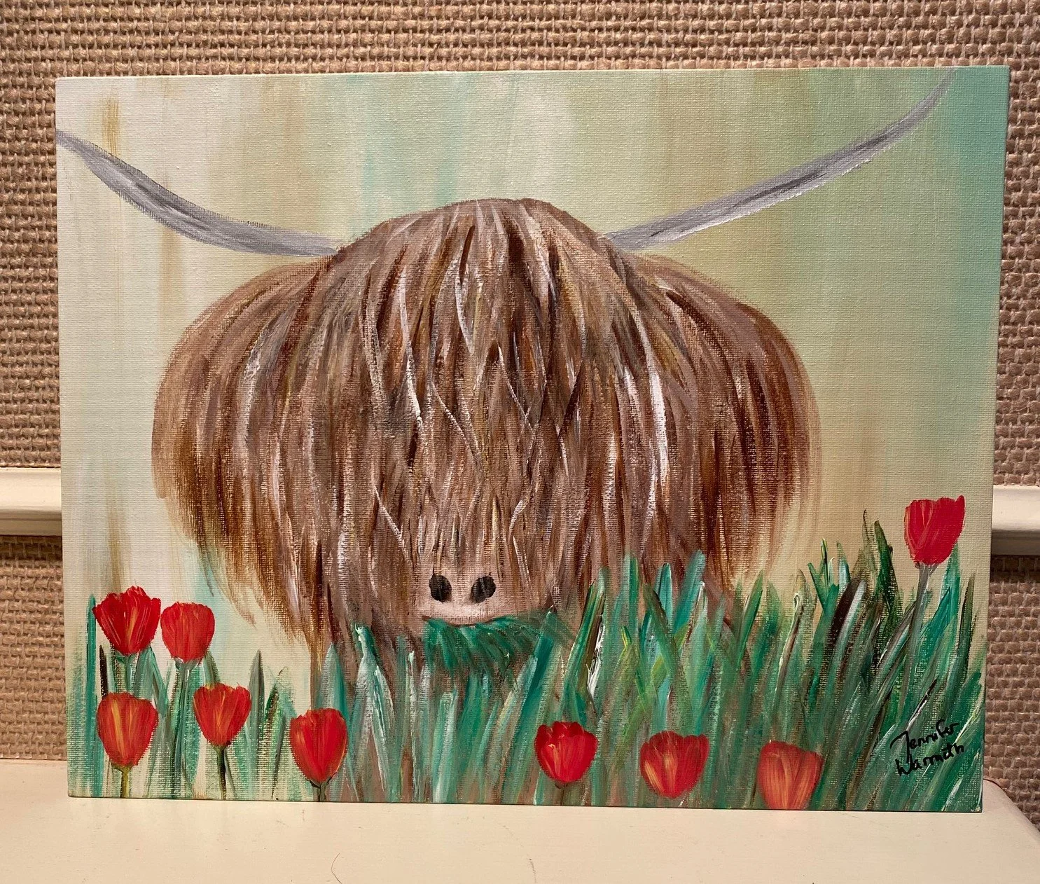 Adorable Original Baby Highland Cow Painting