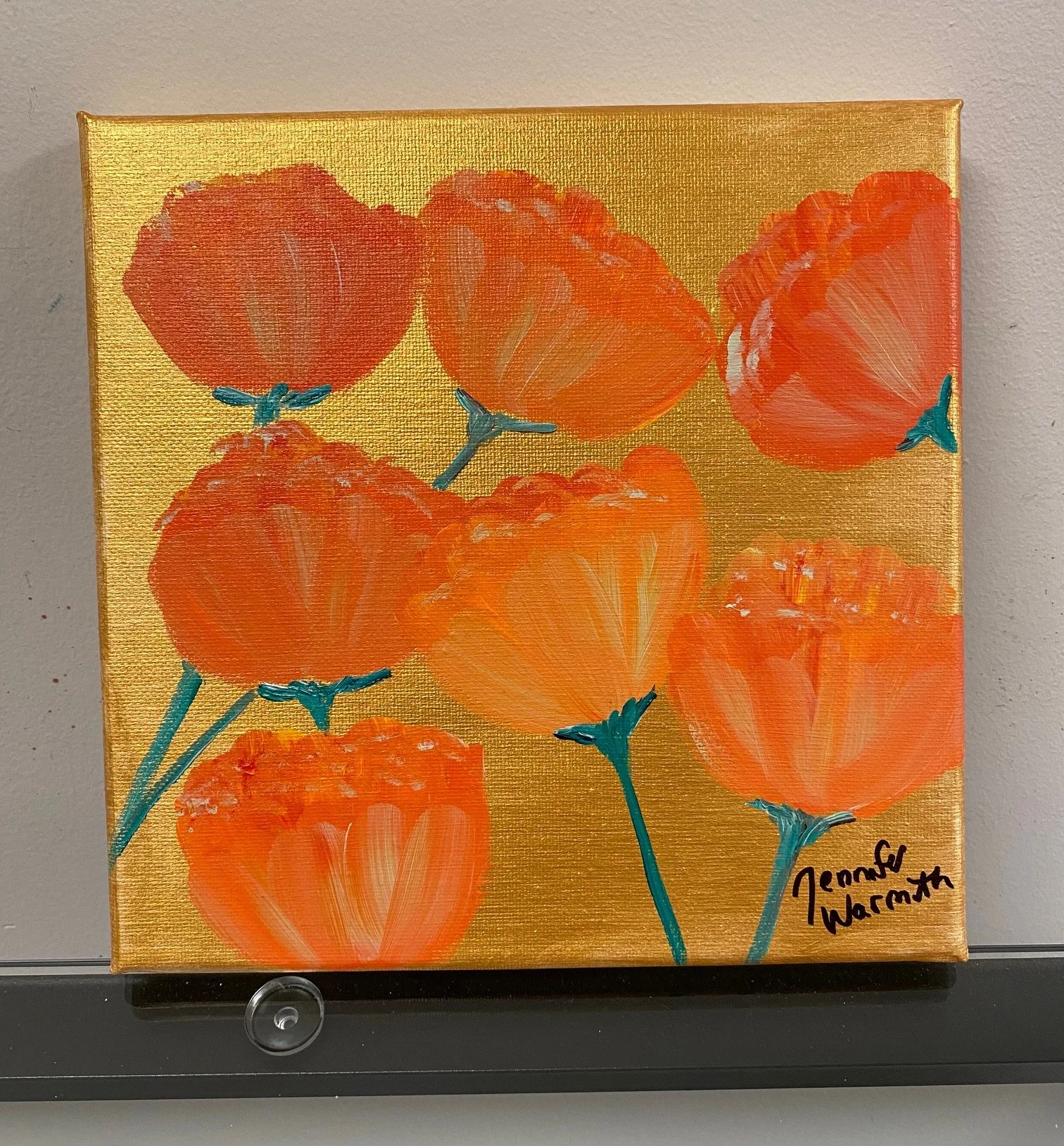 Gorgeous Floral Painting with a Gold Background