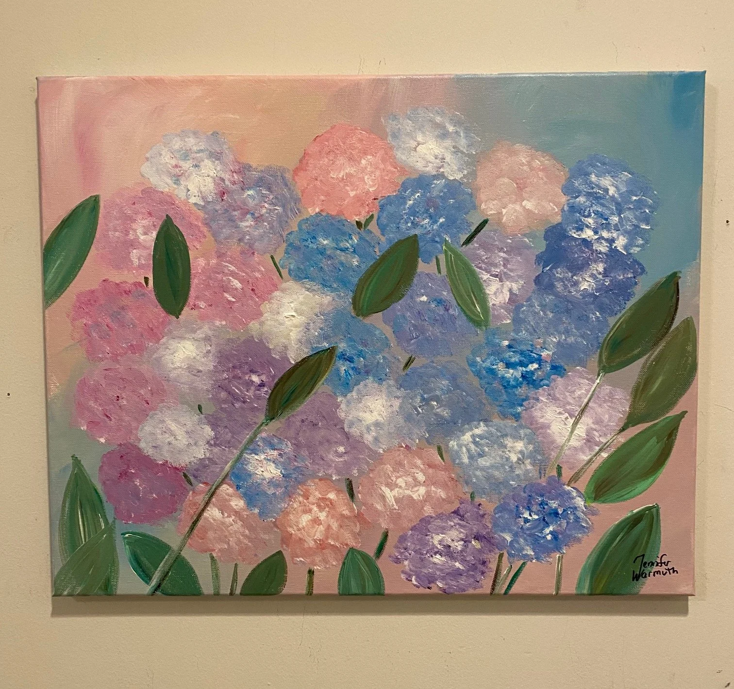 Beautiful, Original Floral Painting of Hydrangeas