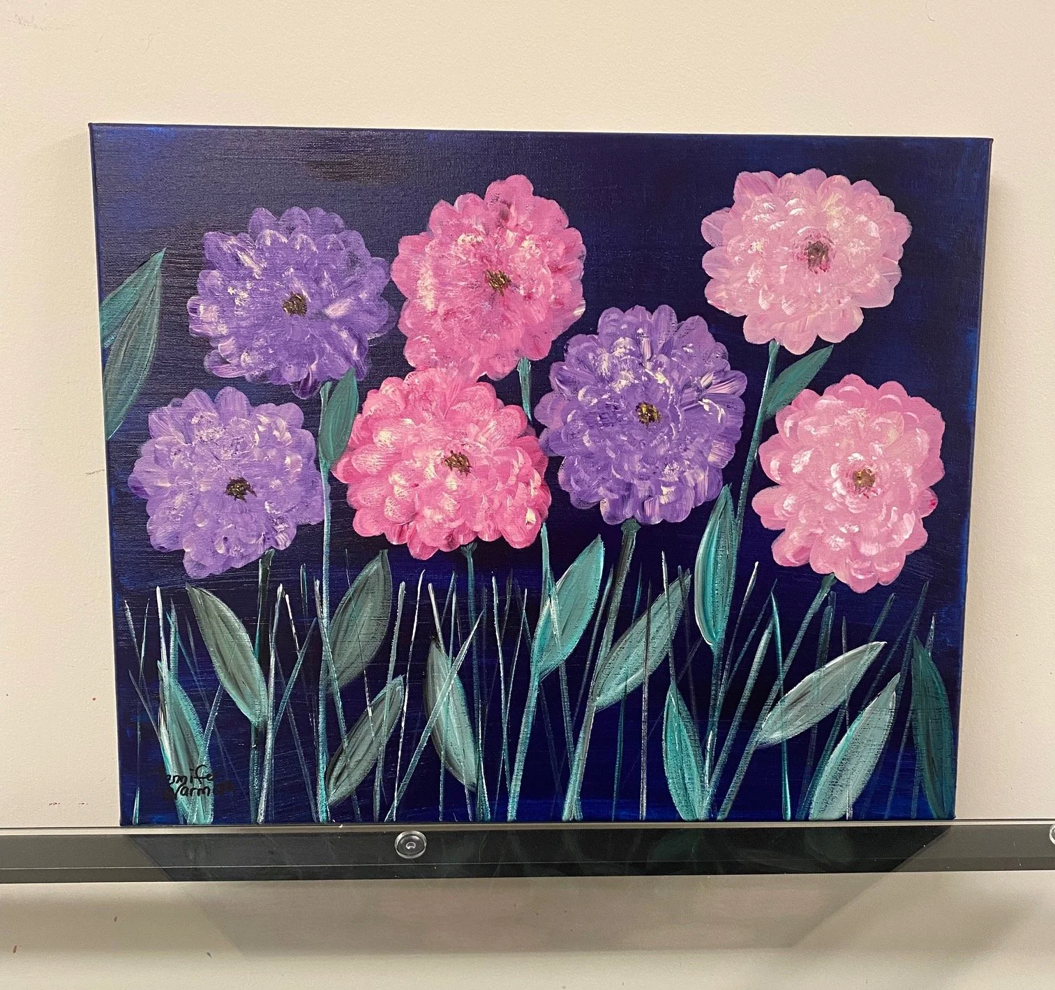 Gorgeous Floral Painting of Peonies with Lovely Shades of Pink and Purple