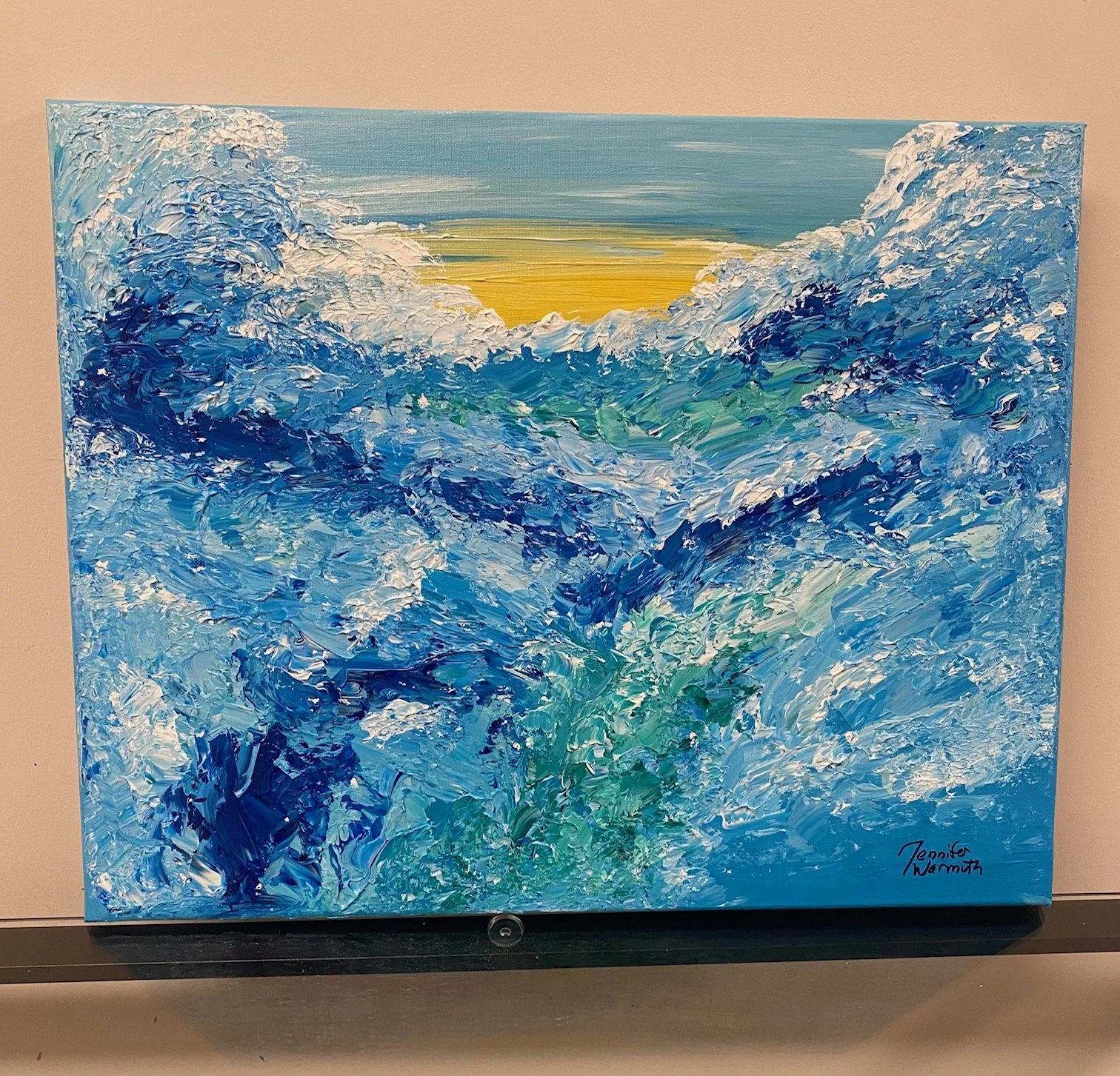 Beautiful, Original Abstract Palette Knife Painting, Part of the "Big Ocean Storm" series