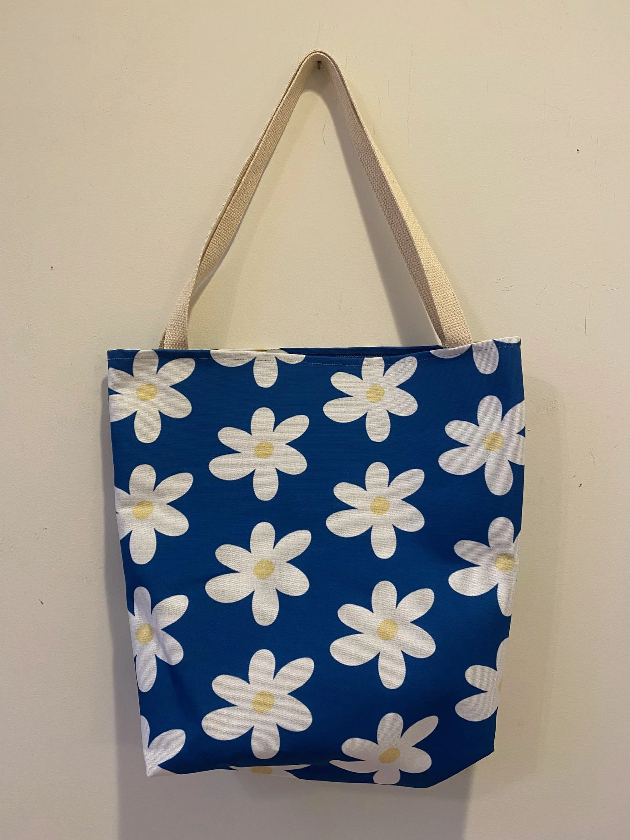 Beautiful Original Art White Flower Design Extra Large 18x18 Tote Bag