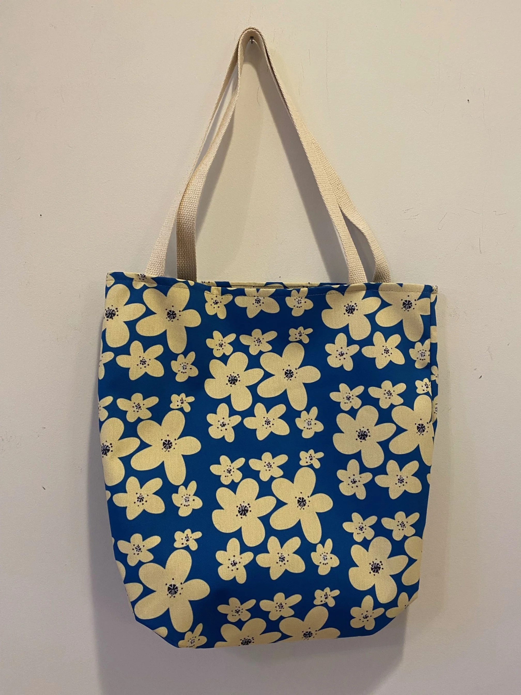 Beautiful Original Art Yellow Flower Design Extra Large 18x18 Tote Bag