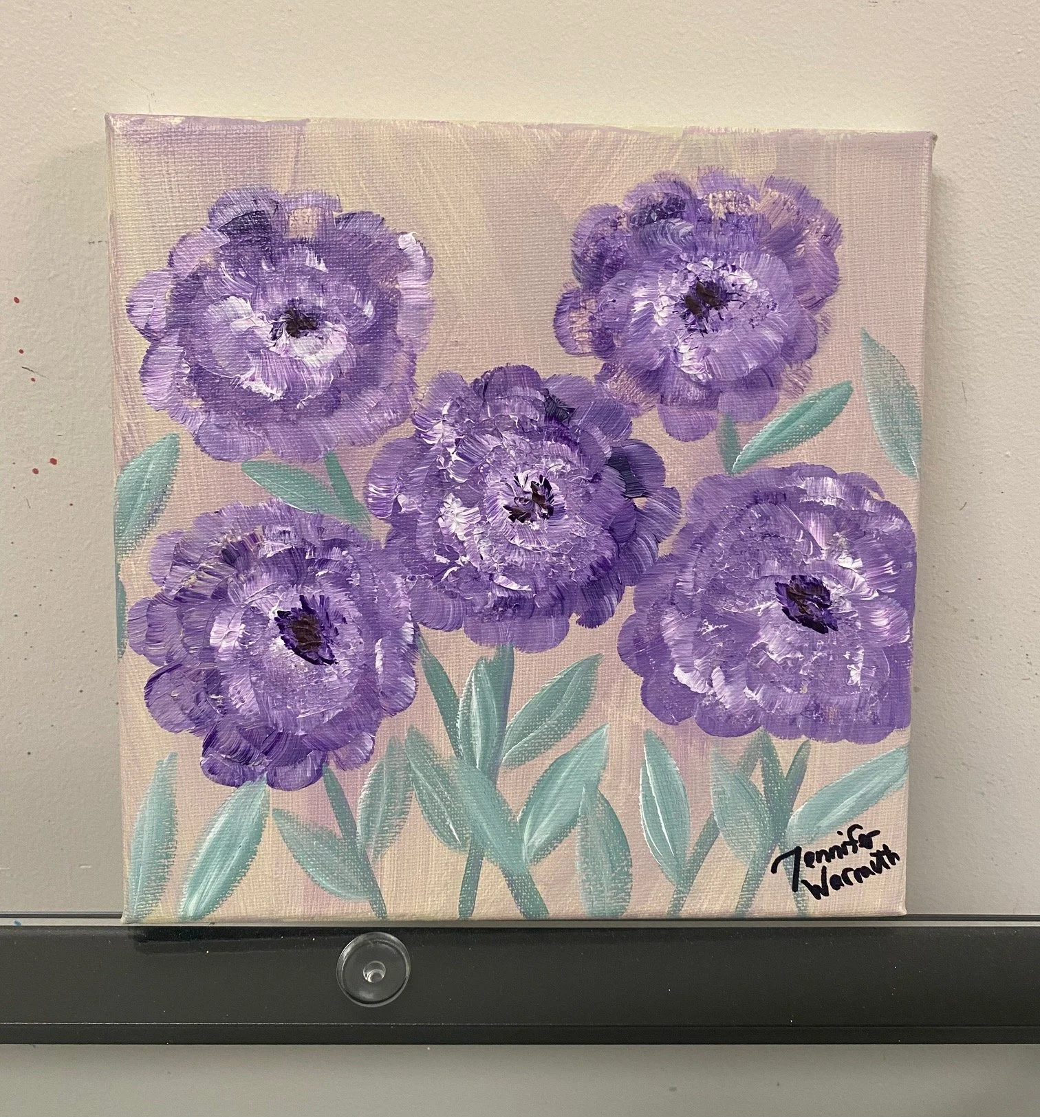 Gorgeous Abstract Floral Painting of Purple Flowers