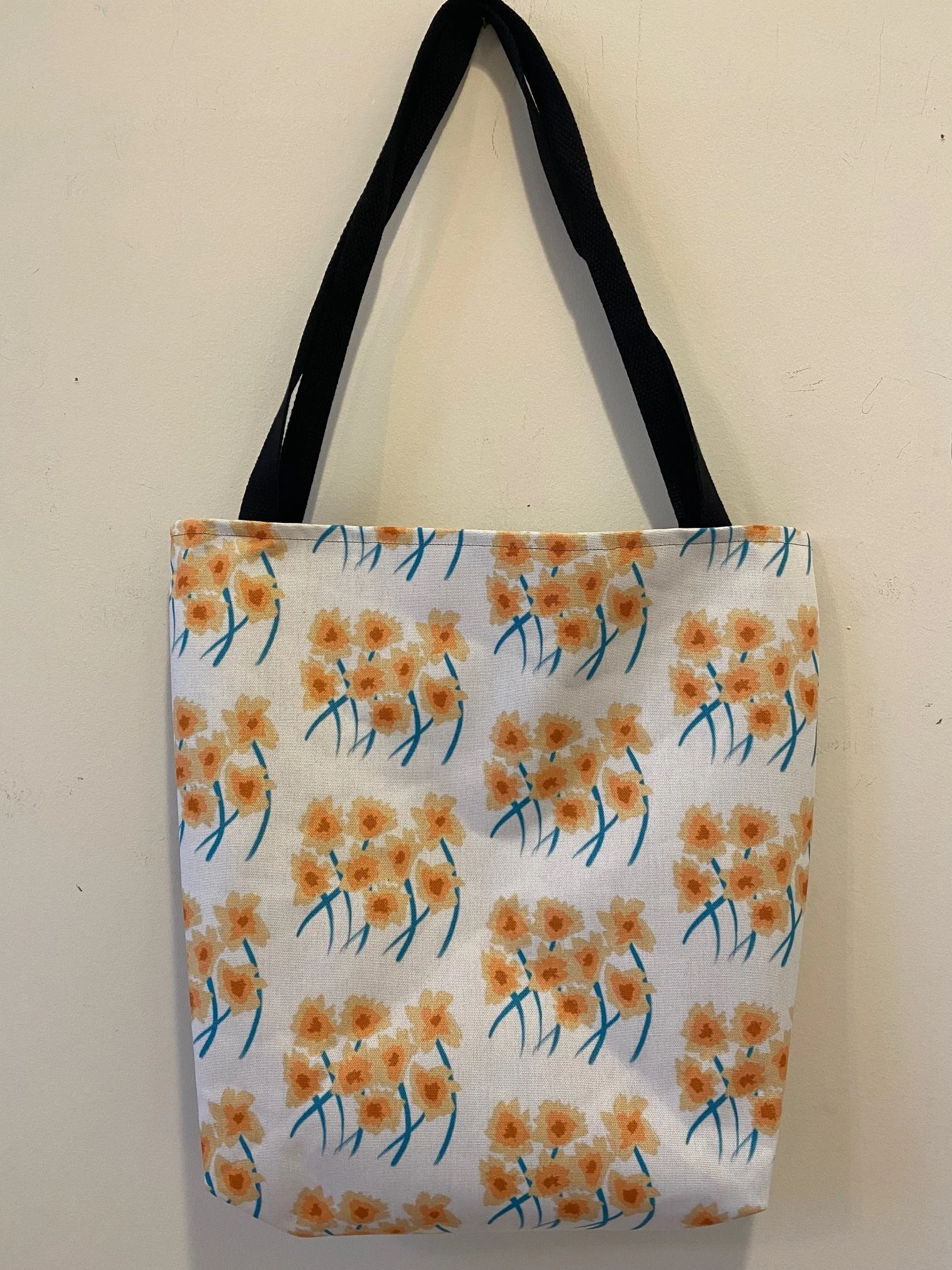 Beautiful Original Art Pretty Yellow Flower Pattern Extra Large 18x18 Tote Bag