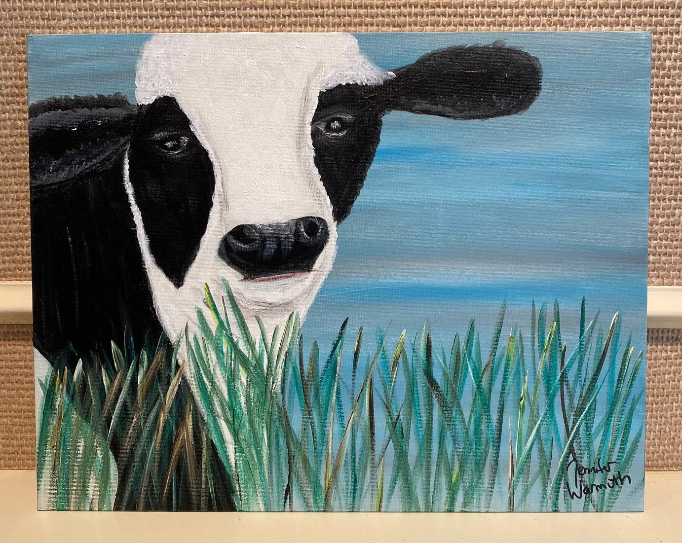 Cute Painting of an Older Cow