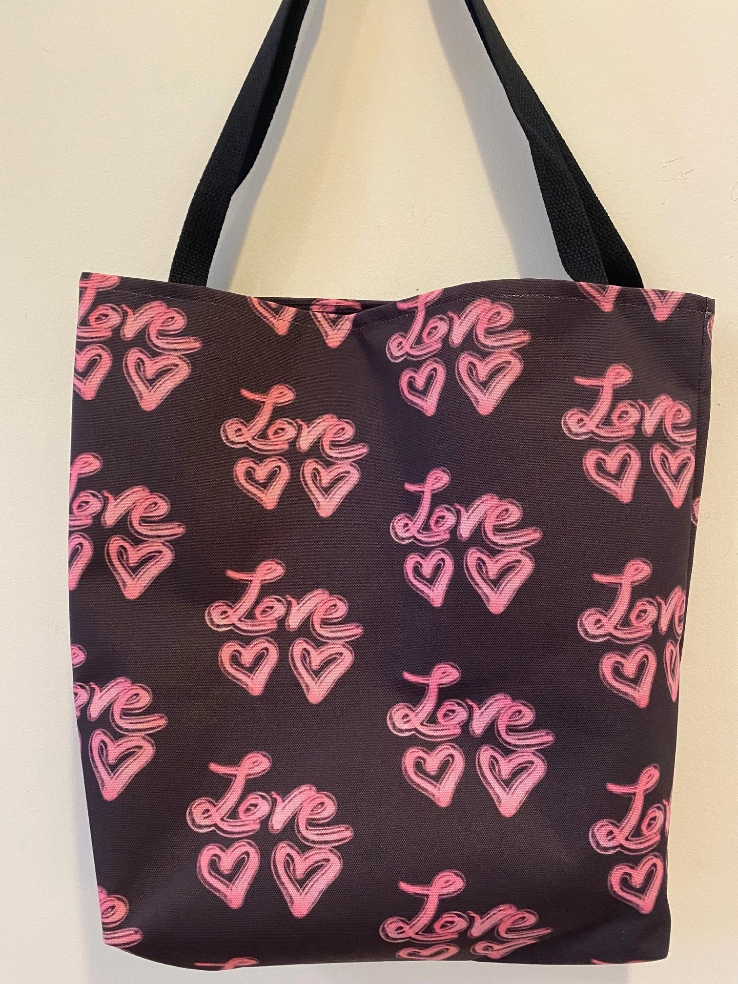 Beautiful Original Love with Hearts Design Large Tote Bag