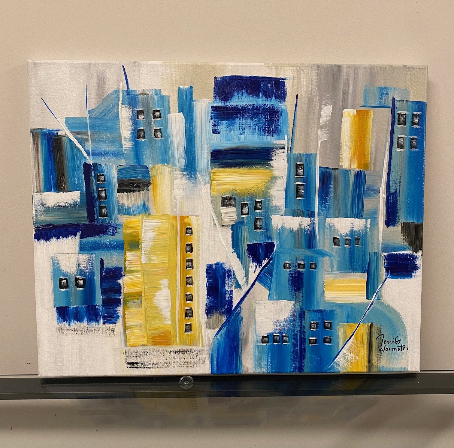 Beautiful, Original Abstract City Painting, Stunning Colors